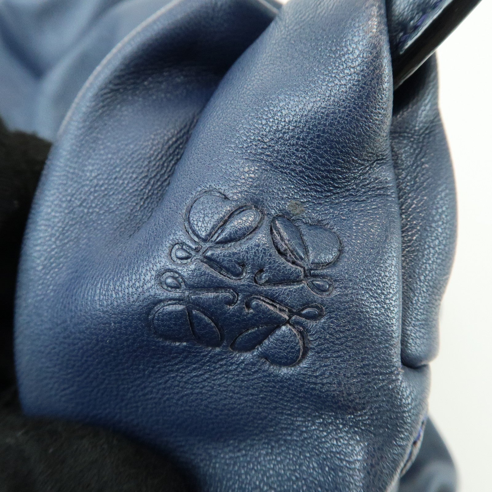 LOEWE Anagram Nappa Leather 2Way Bag Hand Bag Shoulder Bag Navy