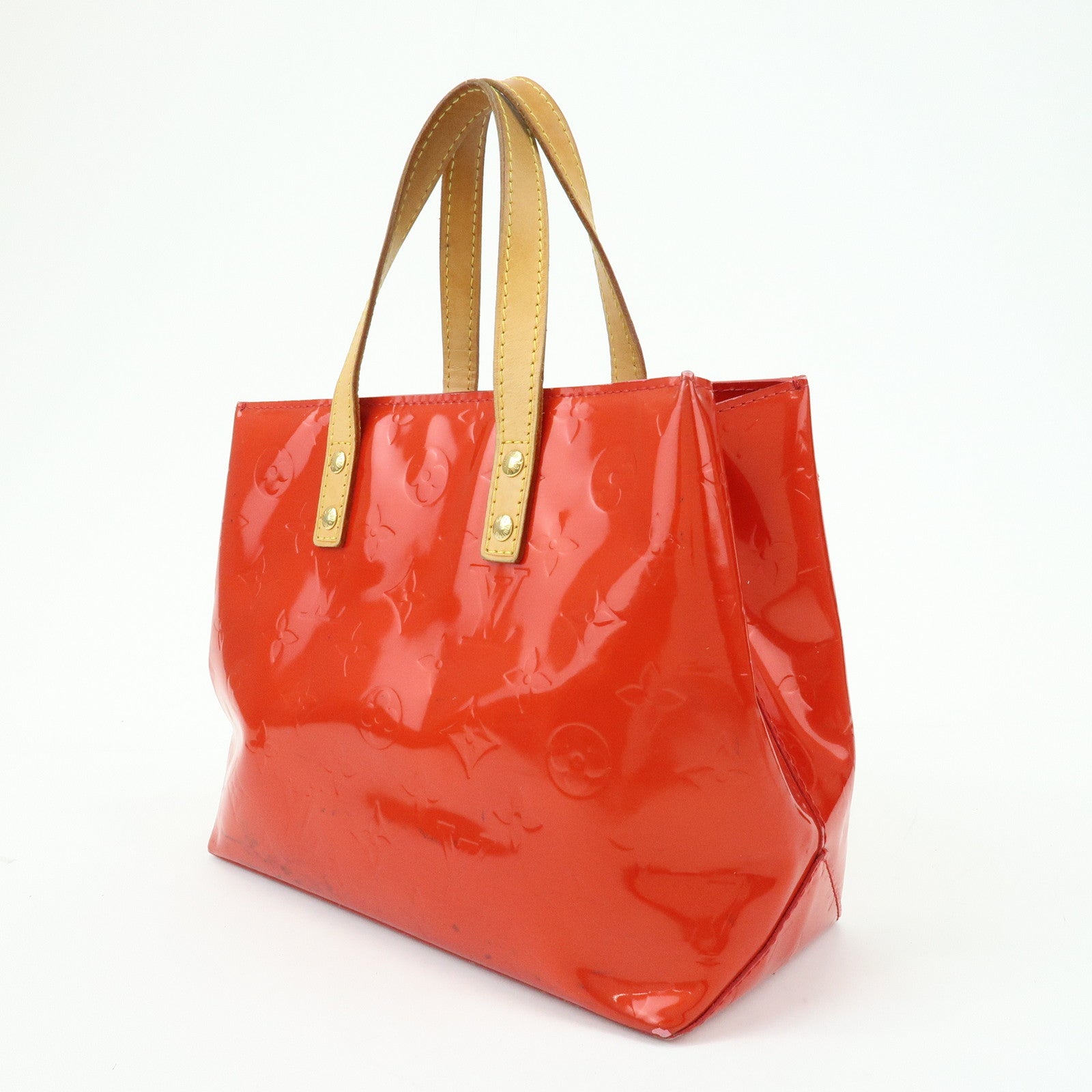 Louis Vuitton Monogram Vernis Reade PM Hand Bag Rouge M91088