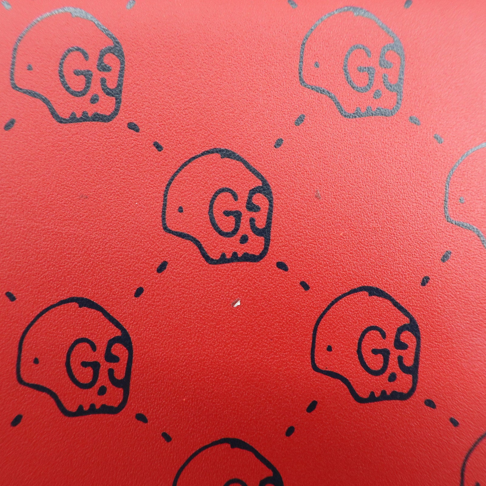 GUCCI Leather Gucci Ghost Skull Print Clutch Bag Flat Pouch Red 457010