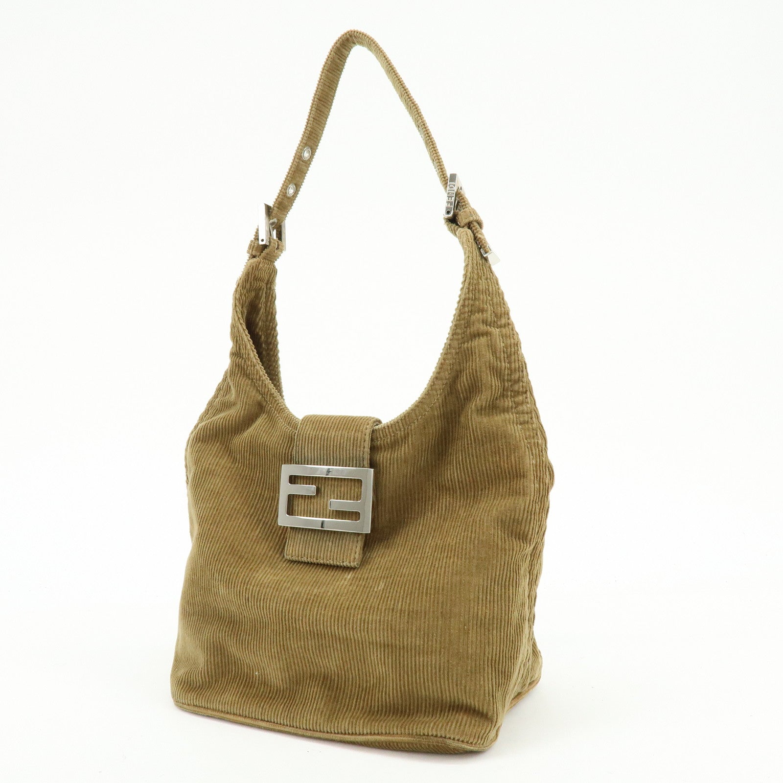 FENDI Corduroy Shoulder Bag Hand Bag Light Brown 26686