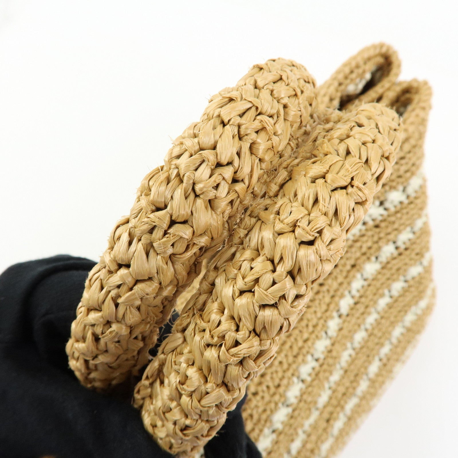 PRADA Canapa Raffia 2Way Bag Hand Bag Shoulder Bag Beige BN2888