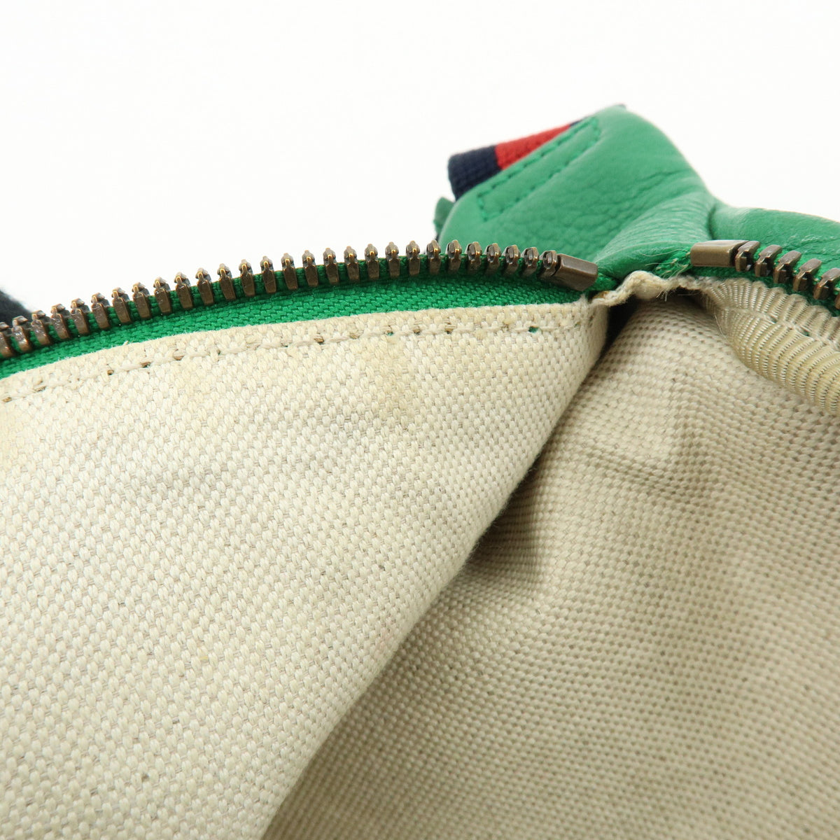 GUCCI Sherry Vintage Logo Leather Waist Bag Body Bag Green Red 493869