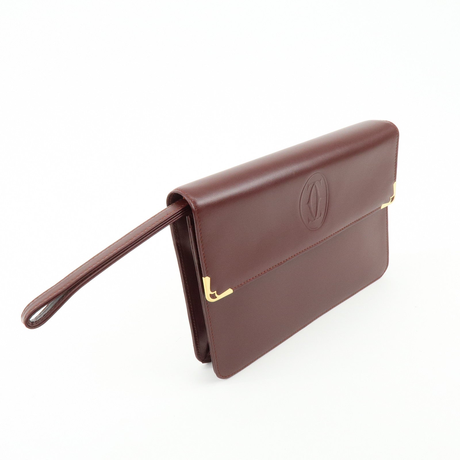 Cartier Must de Cartier Leather Clutch Bag Bordeaux