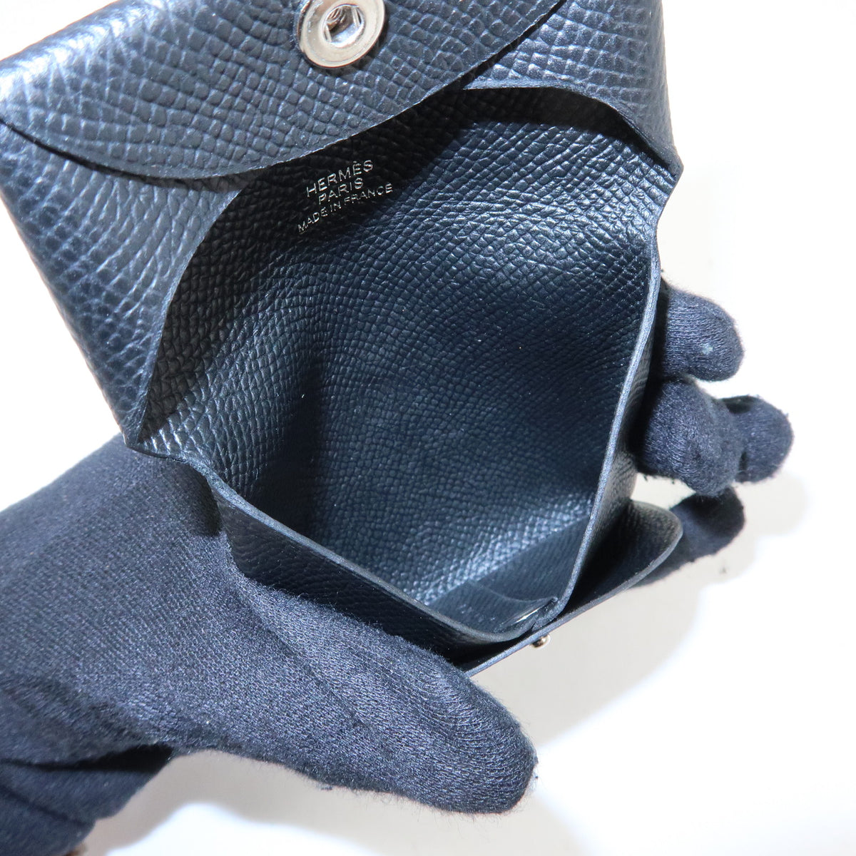 HERMES Bastia Veau Epsoｍ A Stamped Coin Case Coin Purse Black