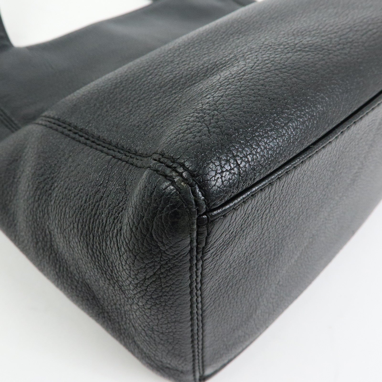 CHANEL COCO Mark Calf Skin Leather Tote Bag Shoulder Bag Black