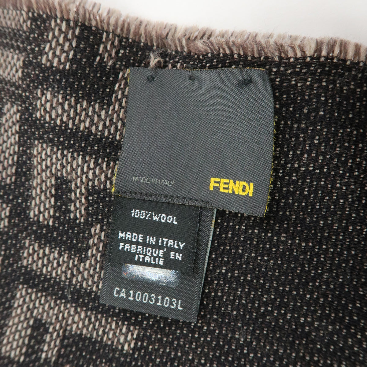 FENDI Zucca Lot of 2 Wool 100% Fringe Scarf Brown Blue
