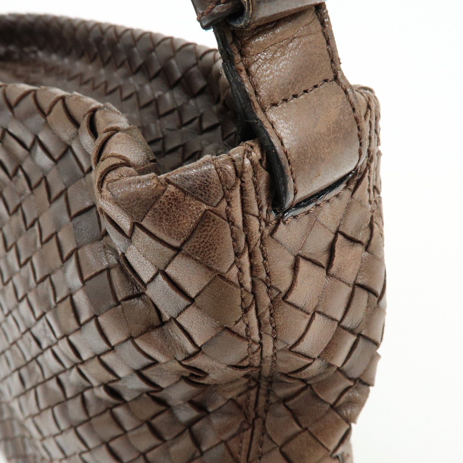 BOTTEGA VENETA Intrecciato Leather Shoulder Bag Hand Bag Brown