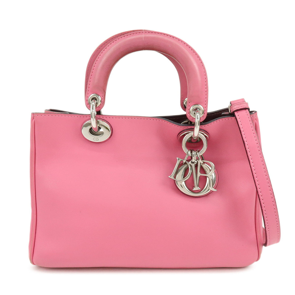 Christian Dior Diorissimo Leather 2Way Bag Hand Bag Shoulder Bag Pink
