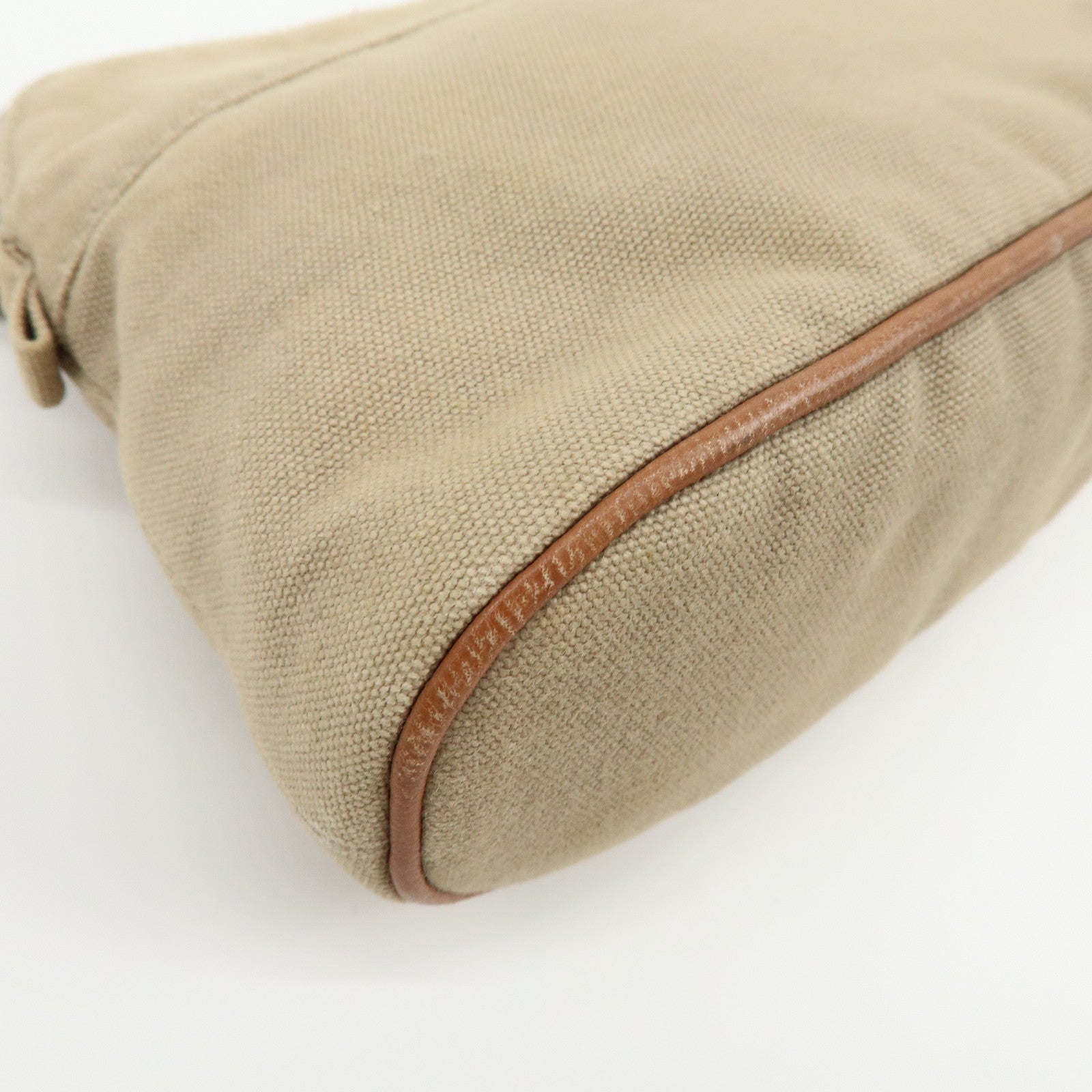 HERMES Bolide Mini Cotton Leather Canvas Pouch Cosmetic Pouch Beige
