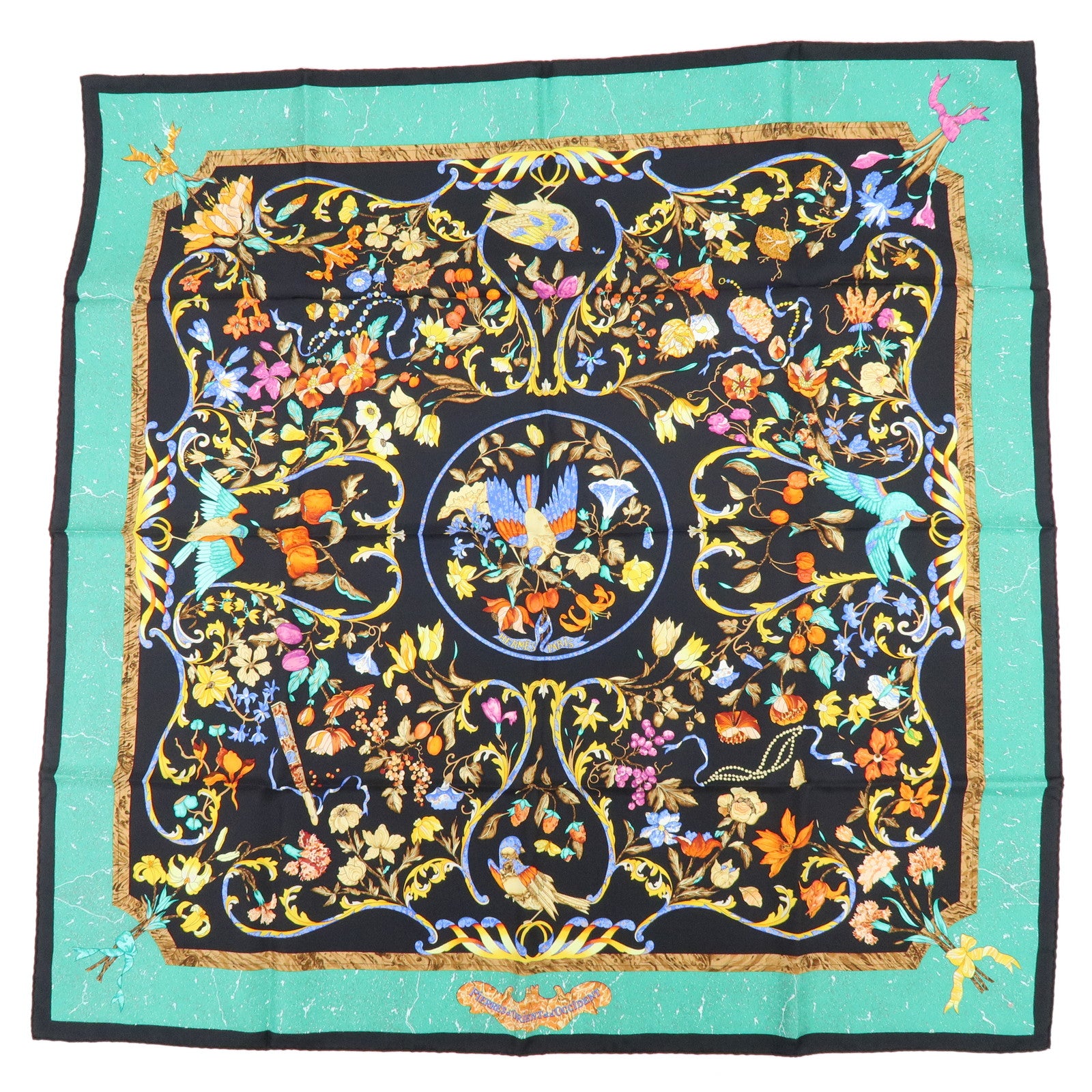 HERMES Carre 90 Silk 100% Scarf PIERRES D' ORIENT ET D' OCCIDENT