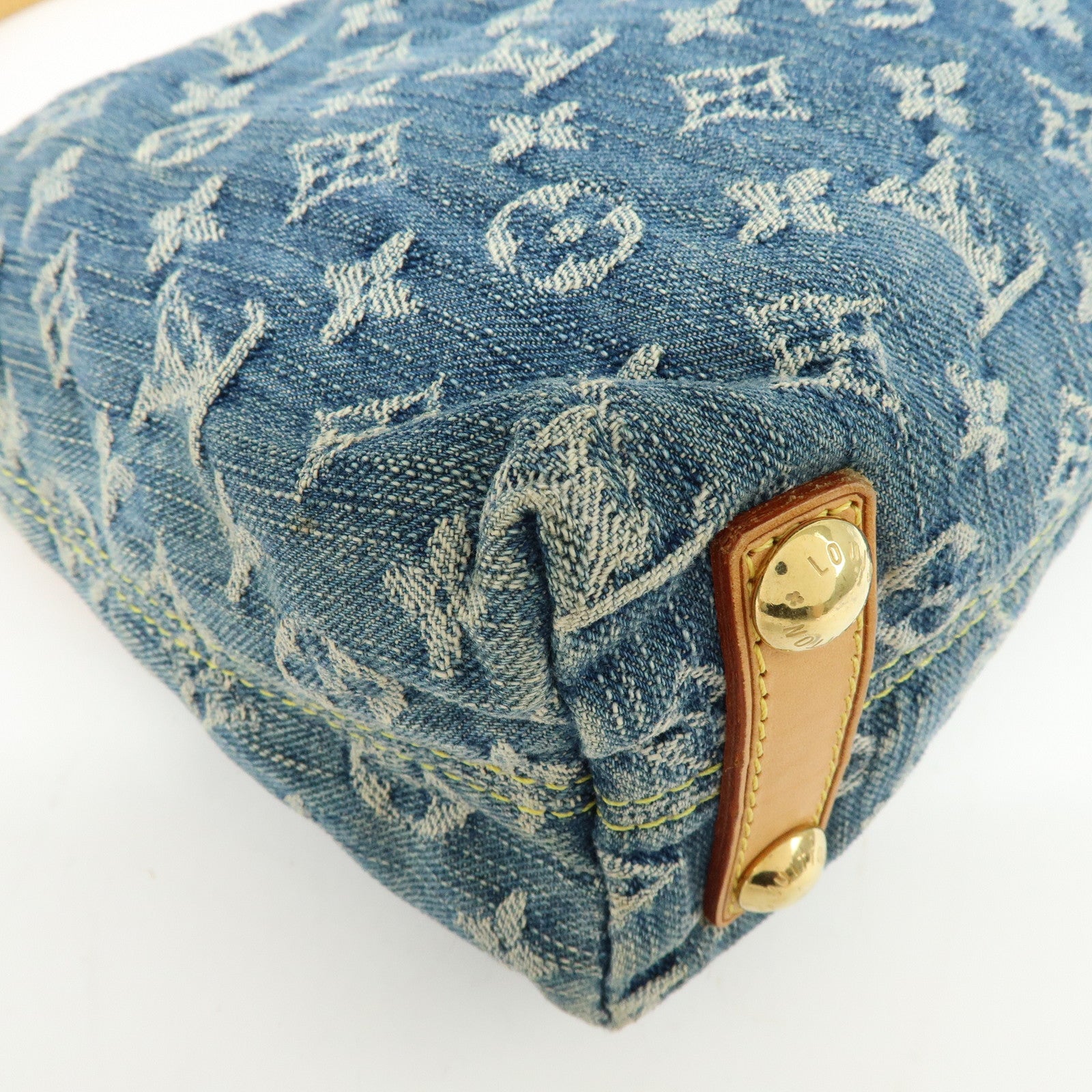 Louis Vuitton Monogram Denim Baggy PM 2Way Bag Shoulder Bag Blue M95049