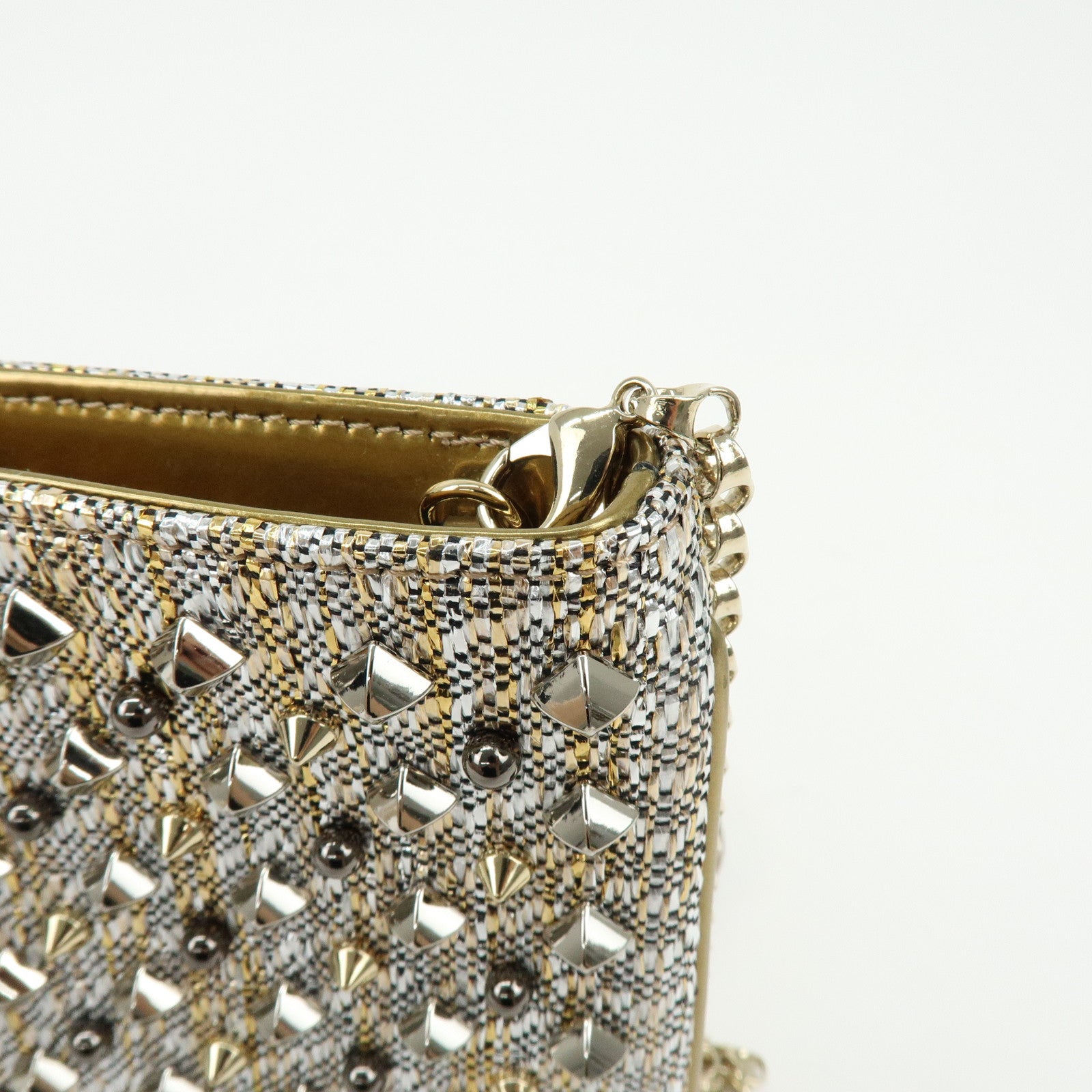 Christian Louboutin Glitter Patent Leather 2Way Bag Shoulder Bag Gold