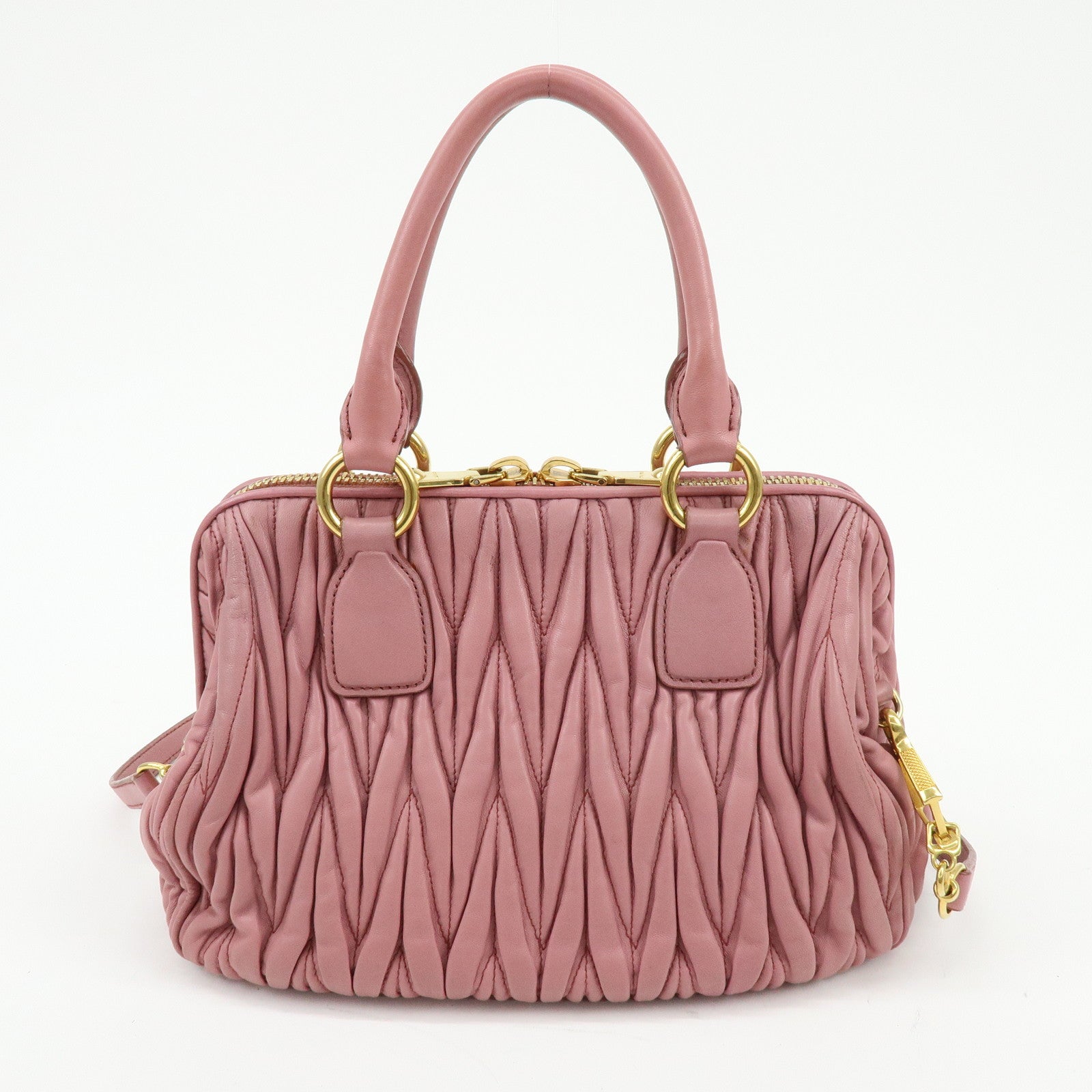 MIU MIU Matelasse Nappa Leather 2Way Hand Bag Shoulder Bag Pink RLN059