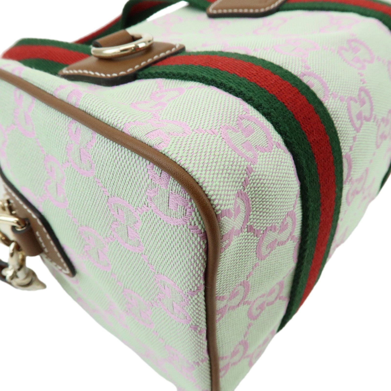 GUCCI Sherry Interlocking G Canvas Leather 2Way Mini Boston Bag 856055