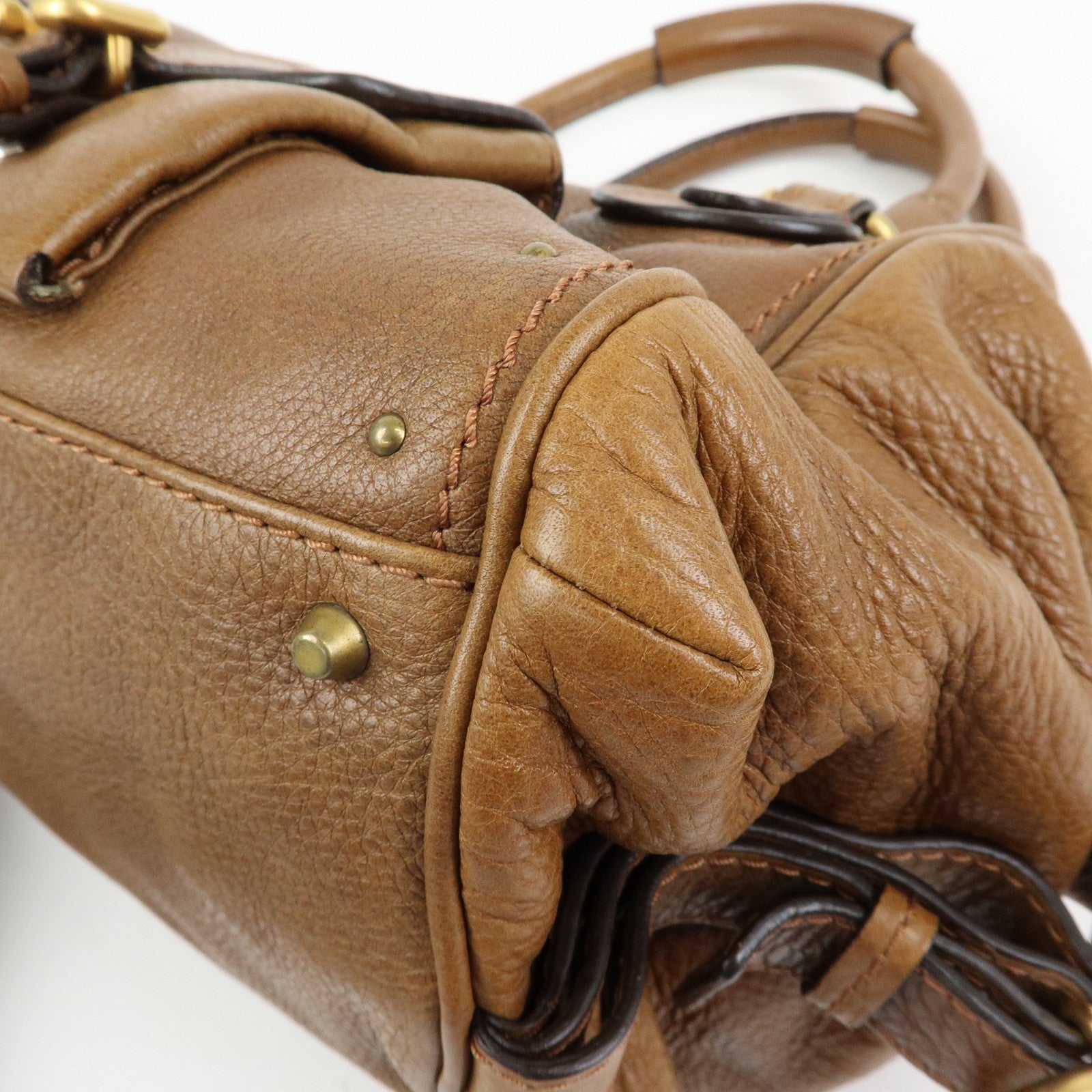 Chloe Paddington Leather Hand Bag Boston Bag Brown
