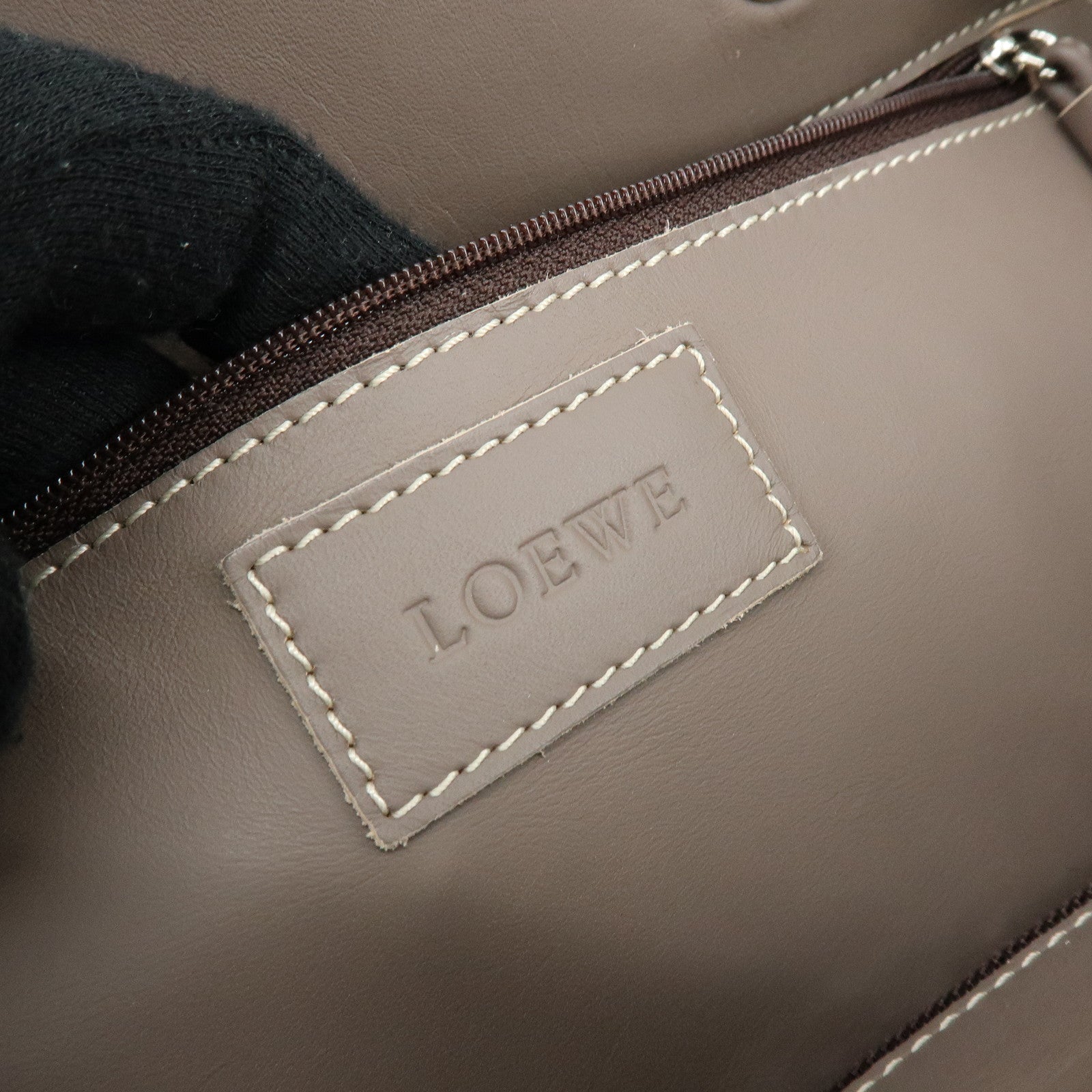 LOEWE Anagram Perforated Shopper Tote Bag Leather Shoulder Bag Brown