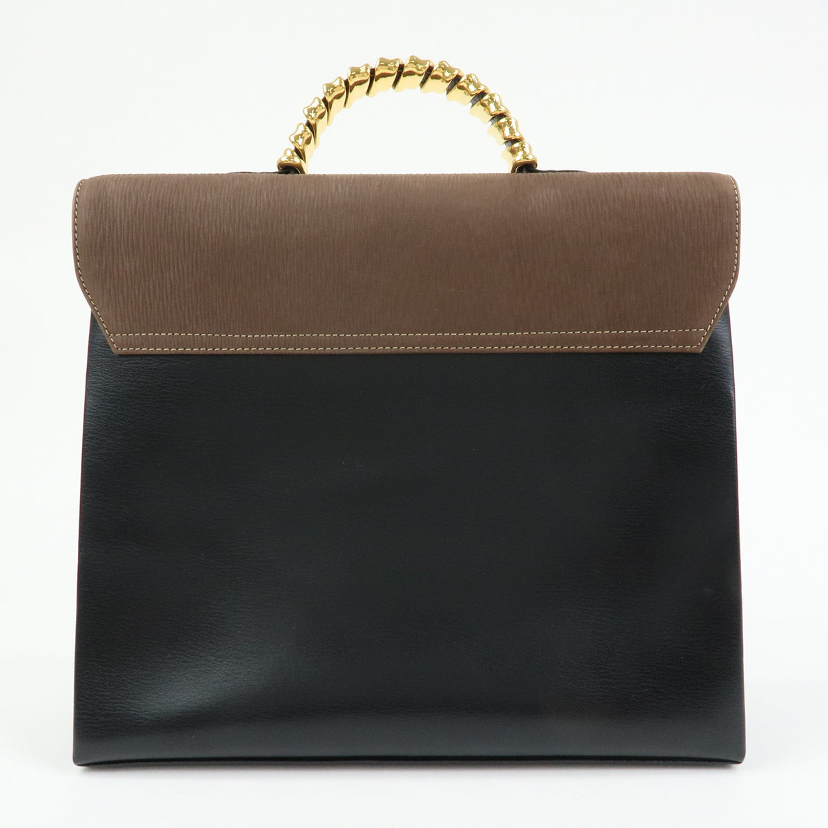 LOEWE Velazquez Leather Suede 2Way Bag Hand Bag Twist Handle Moca Black