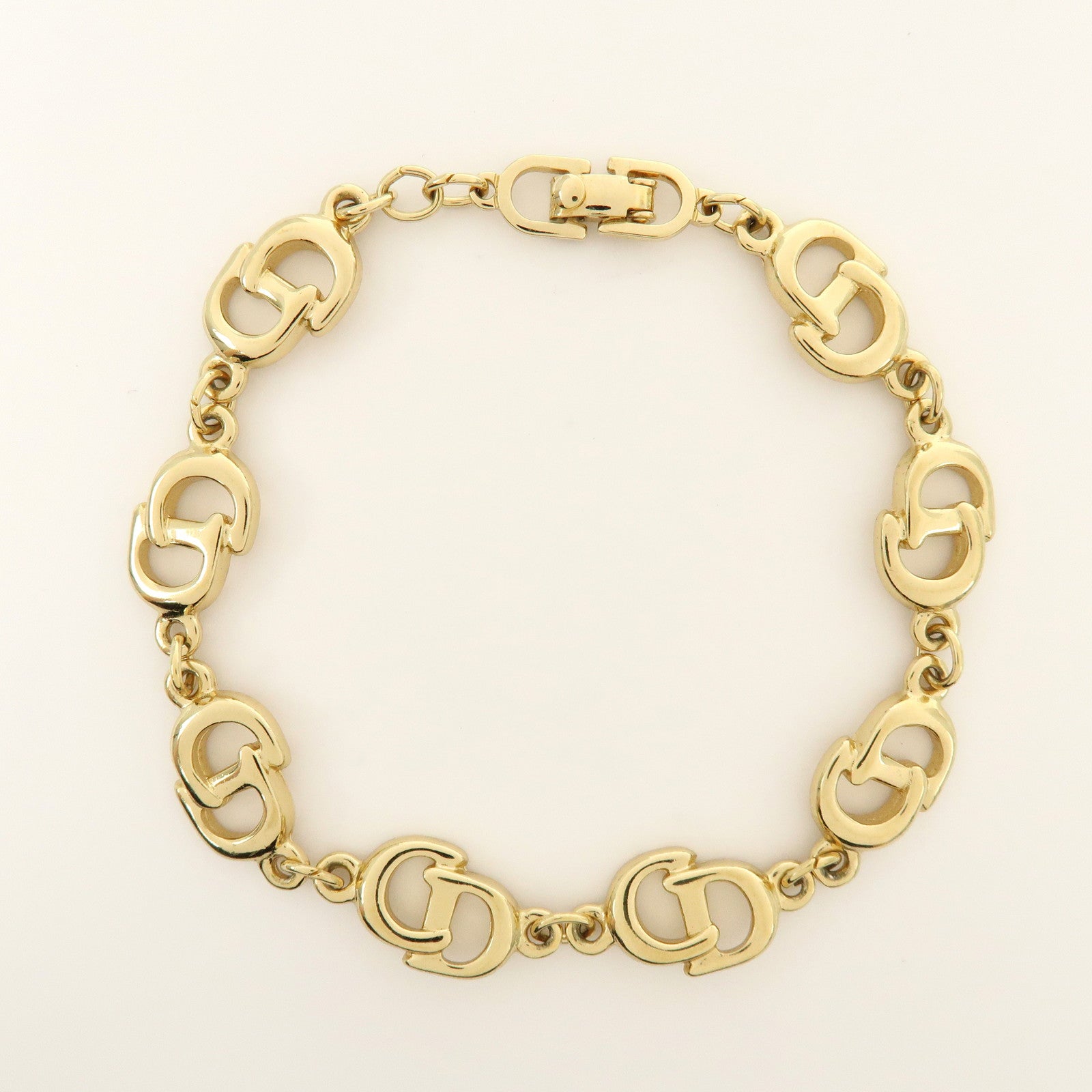 Christian Dior CD Logo Chain Metal Bracelet Gold
