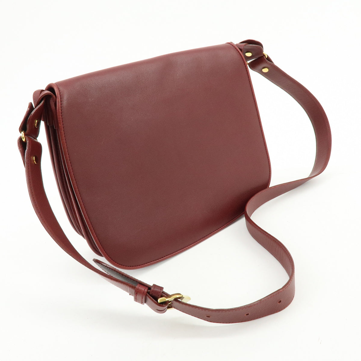 Cartier Must de Cartier Leather Flap Shoulder Bag Bordeaux