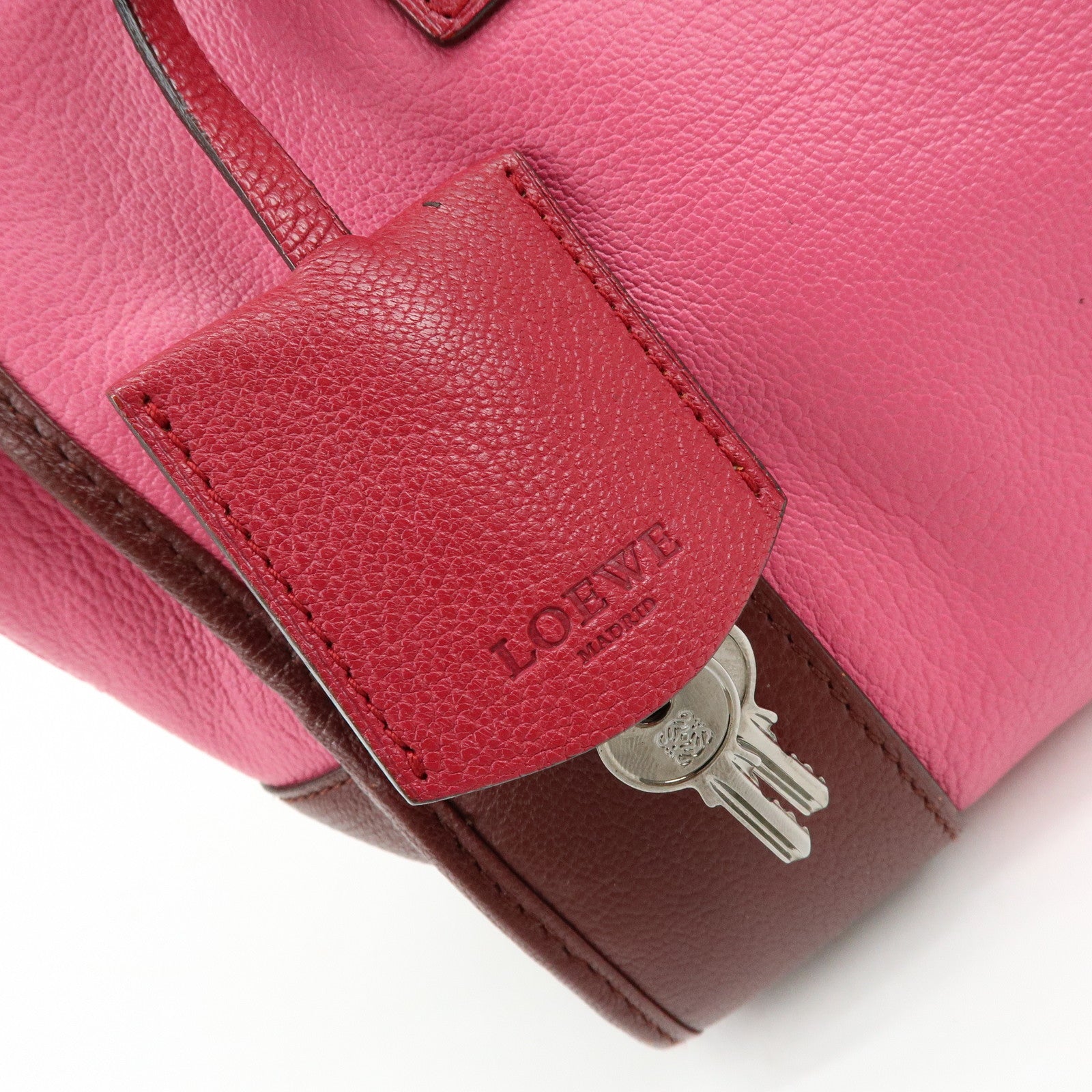 LOEWE Anagram Leather Amazona 28 Hand Bag Boston Bag Pink