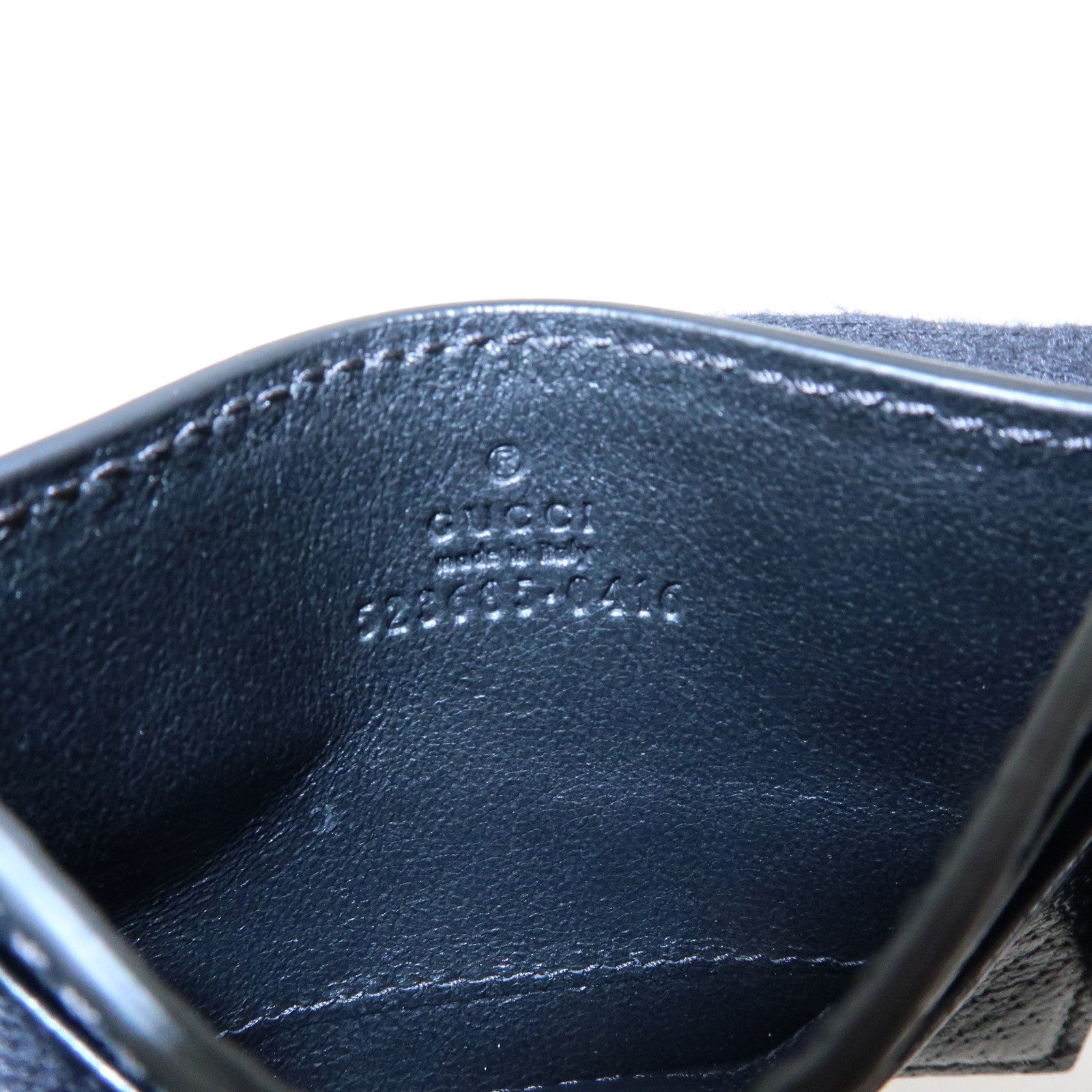 GUCCI Animalier Leather Card Case Card Holder Bee Motif Black 523685