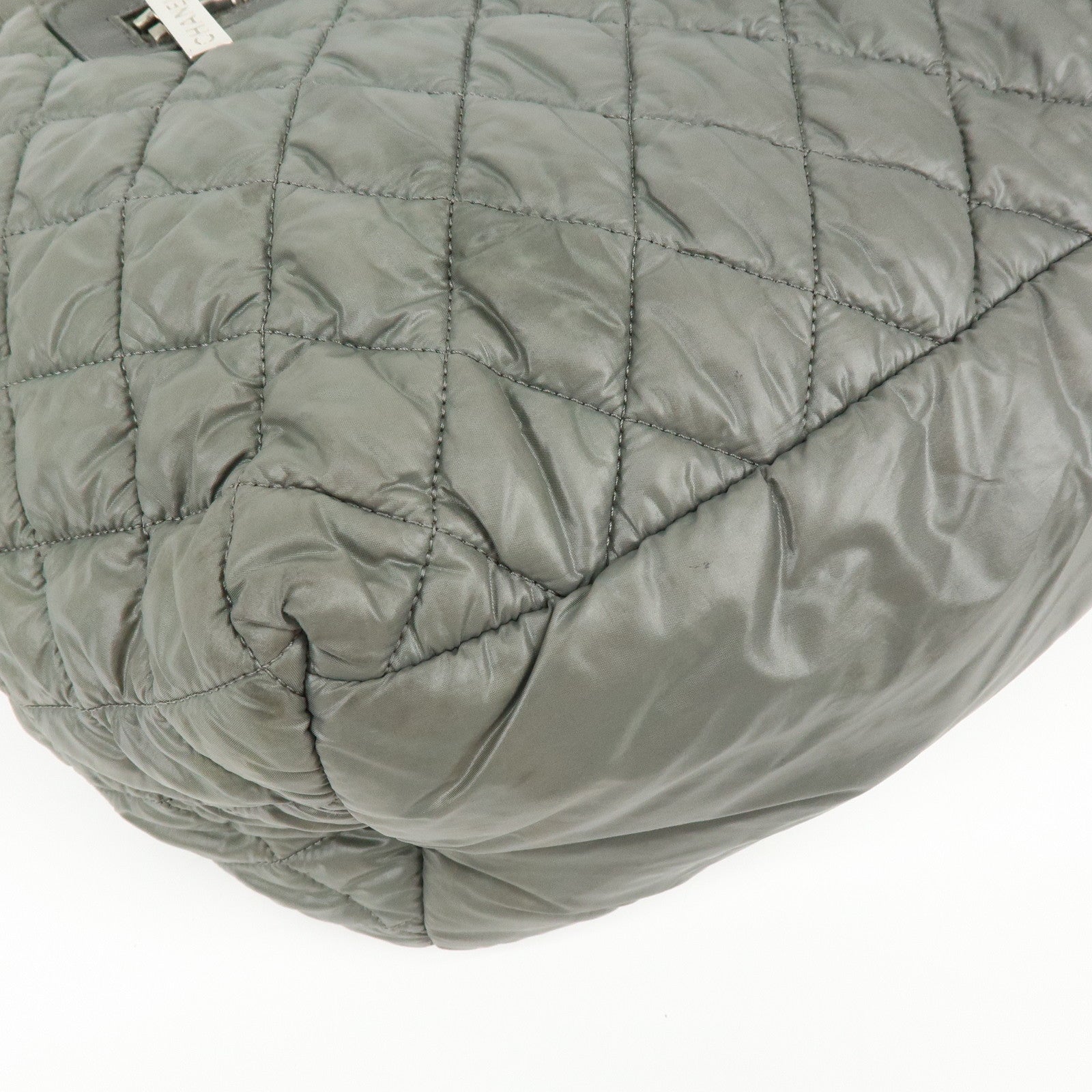 Chanel Nylon Leather Coco Cocoon Medium Tote Bag Khaki A48611