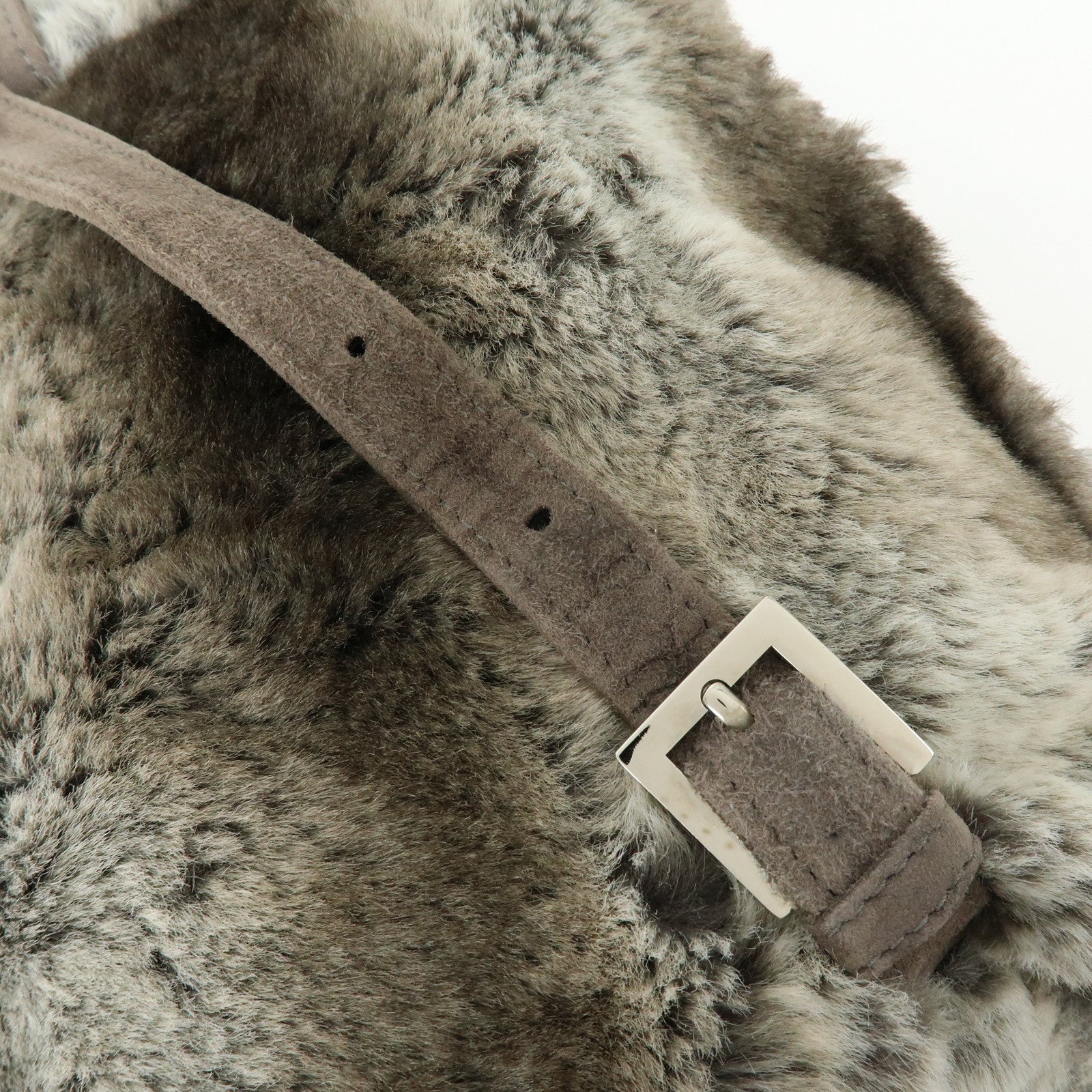 FENDI Zucca Mink like Fur Suede Backpack Rucksuck Gray
