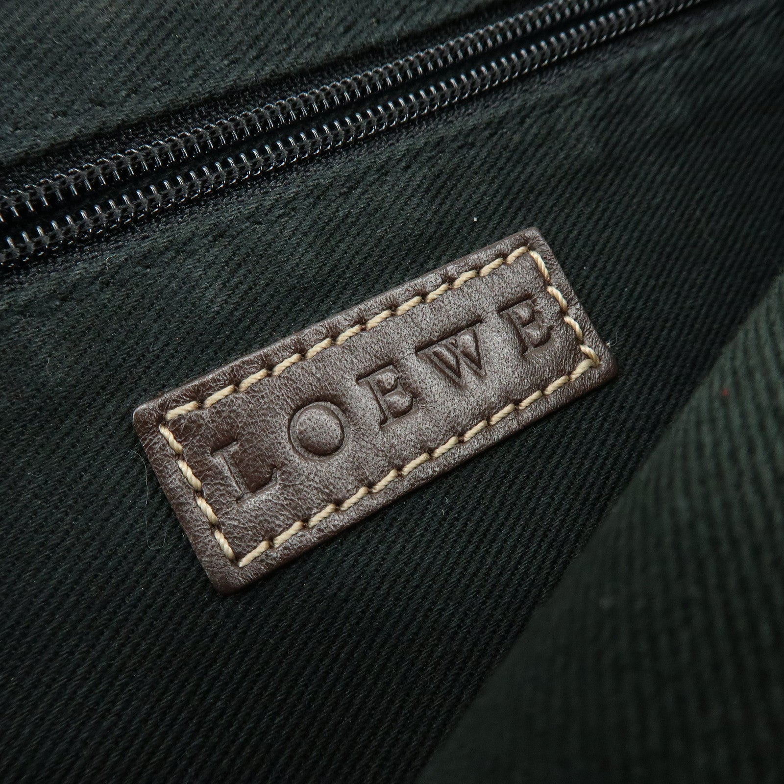 LOEWE Repeat Anagram Denim Leather Shoulder Bag Denim Brown