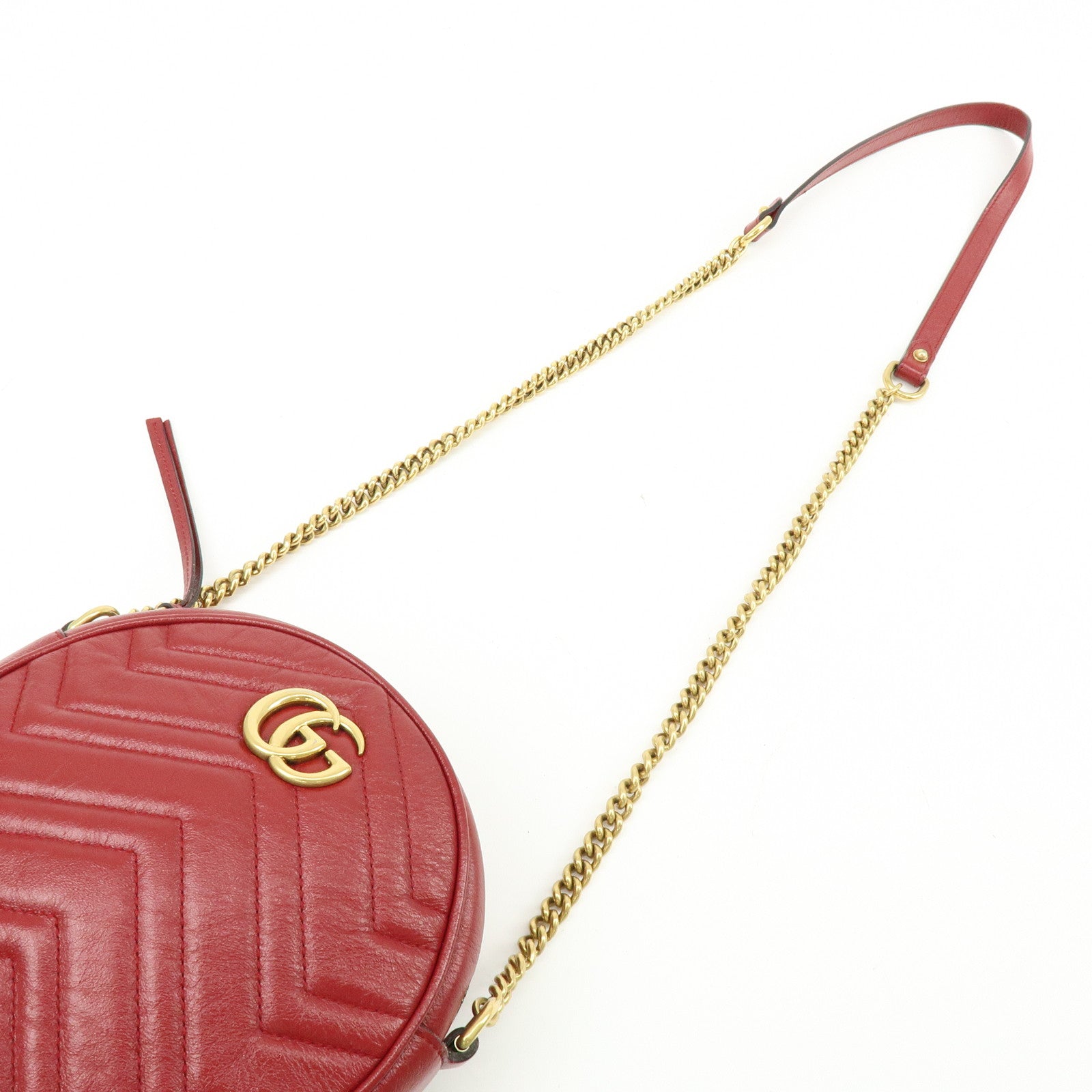 GUCCI GG Marmont Chevron Leather Chain Shoulder Bag Heart 550154