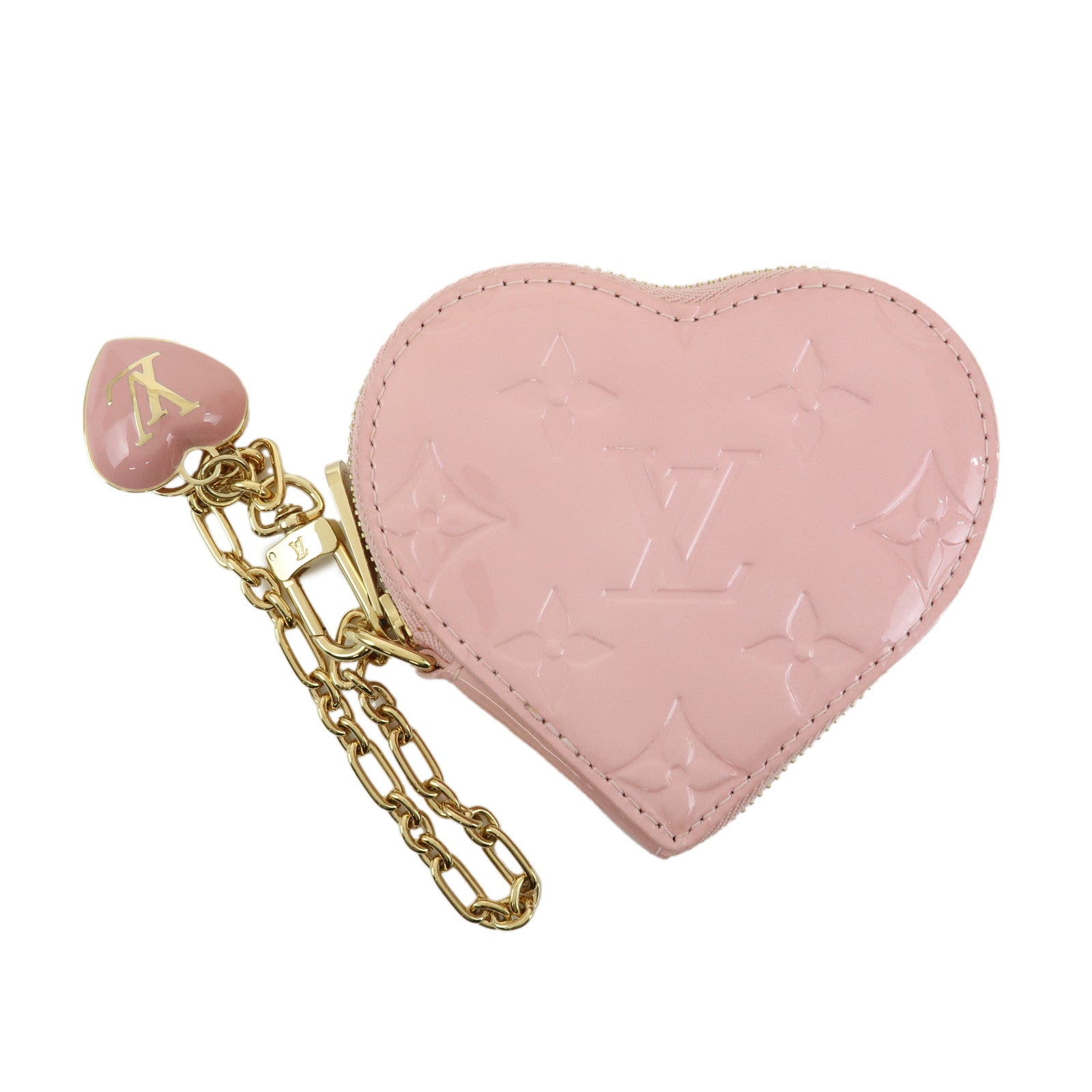 Louis Vuitton Monogram Vernis Porte Monnaie Coeur Coin Case Pink M91431