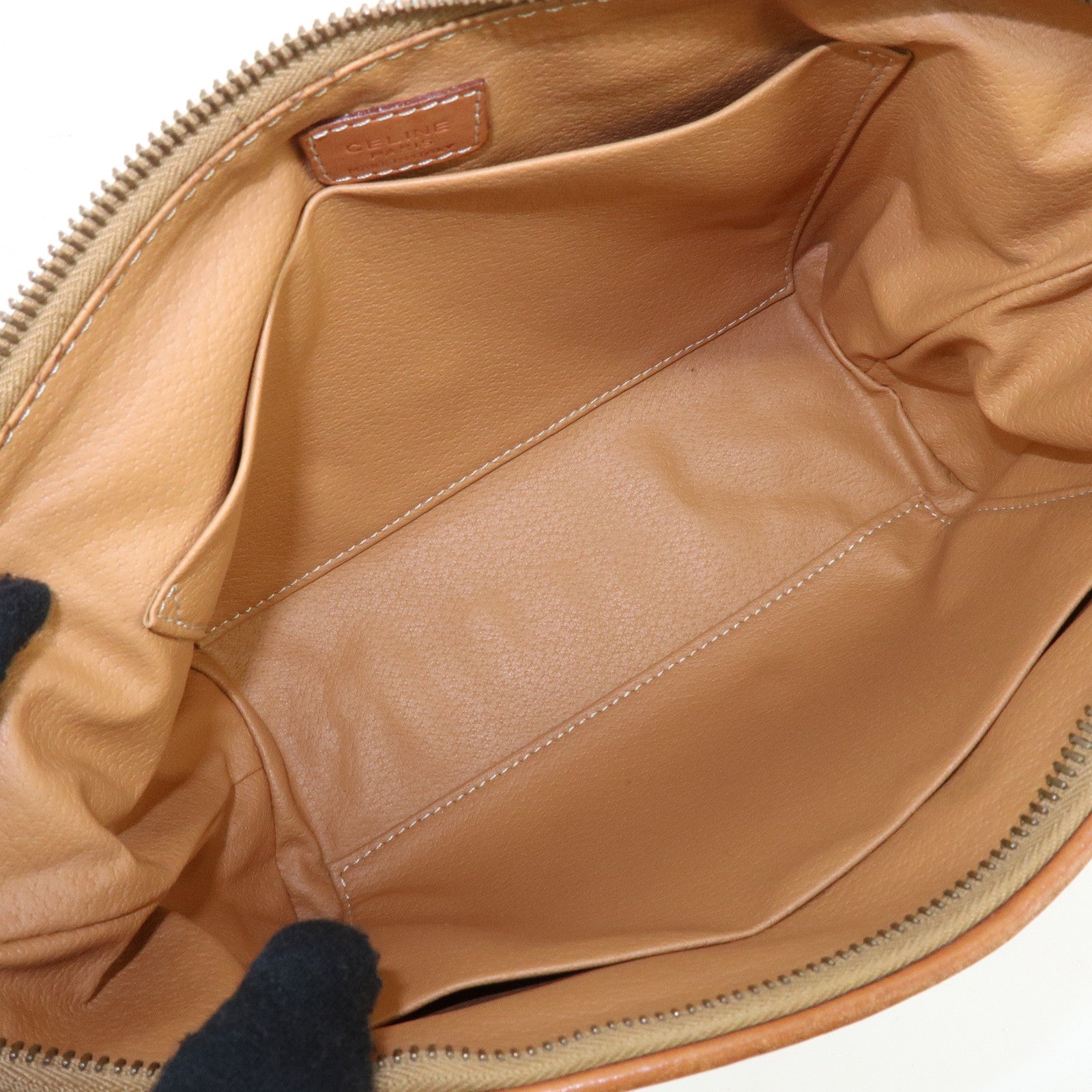 CELINE Macadam PVC Leather Cosmetic Pouch Accessory Pouch Brown