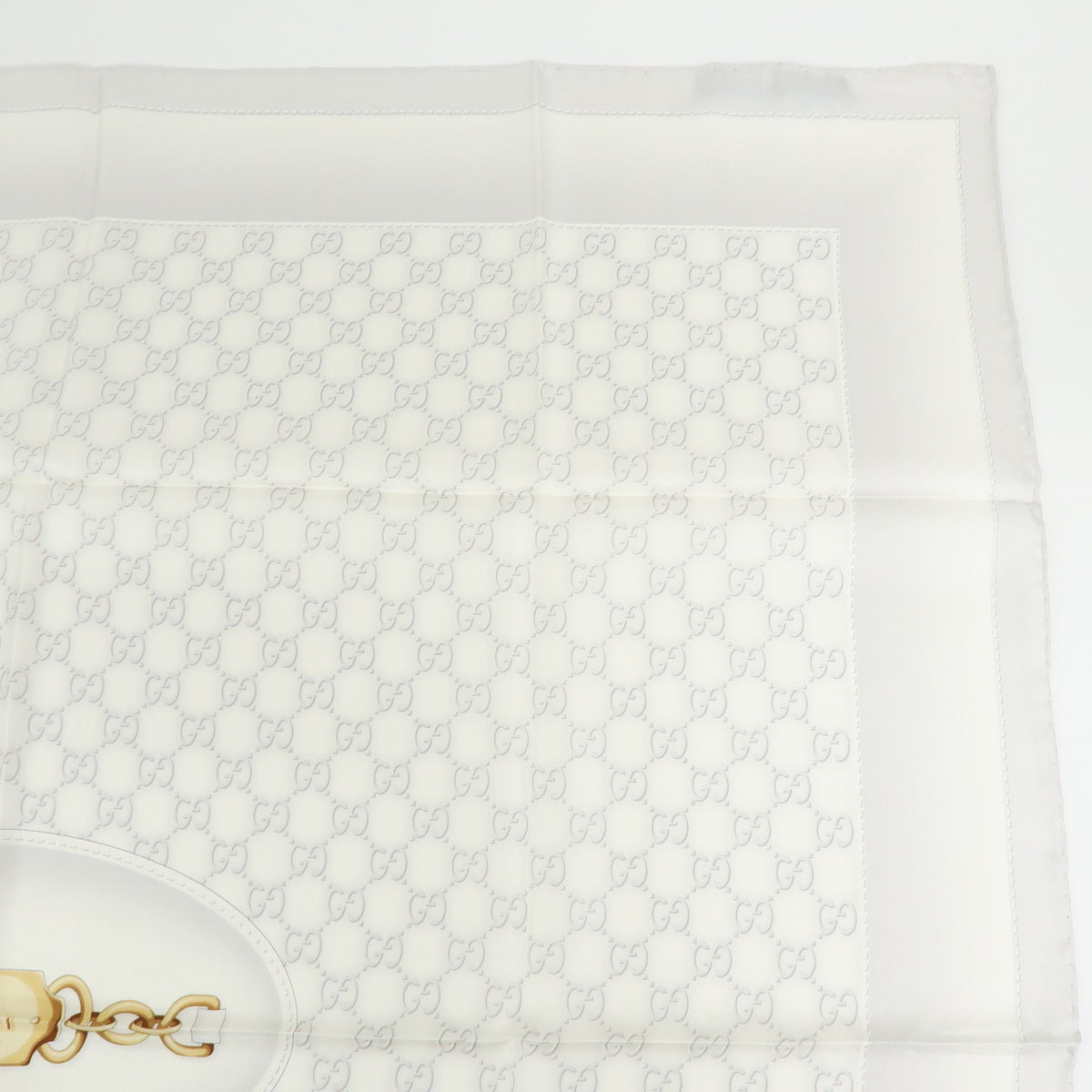 GUCCI Horsebit Silk100% Scarf Shawl White