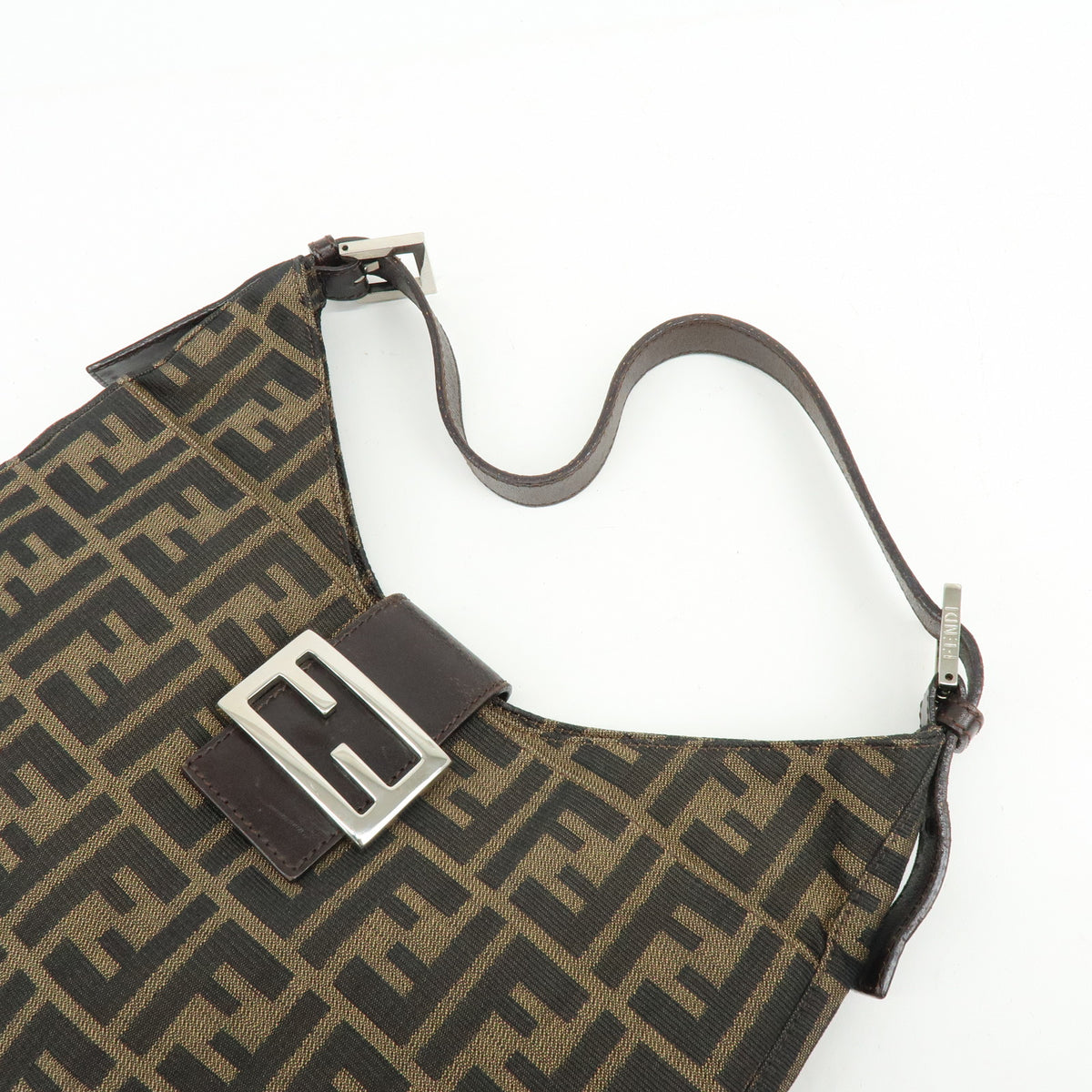 FENDI Zucca Canvas Leather Hand Bag Shoulder Bag Brown 26569