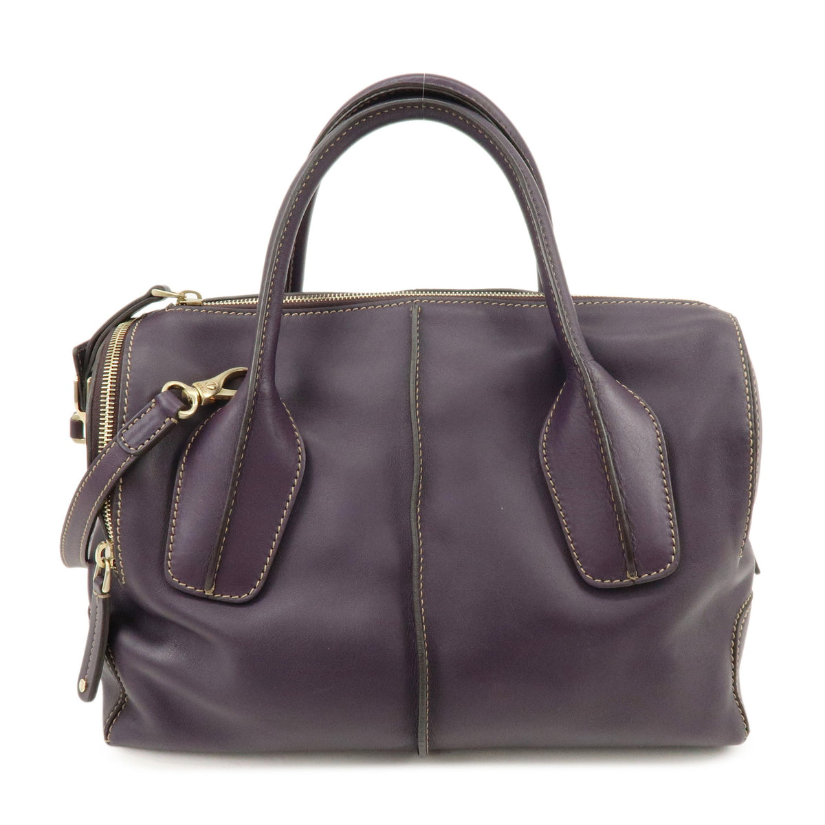 TOD'S Logo Leather 2Way Bag Shoulder Bag Purple
