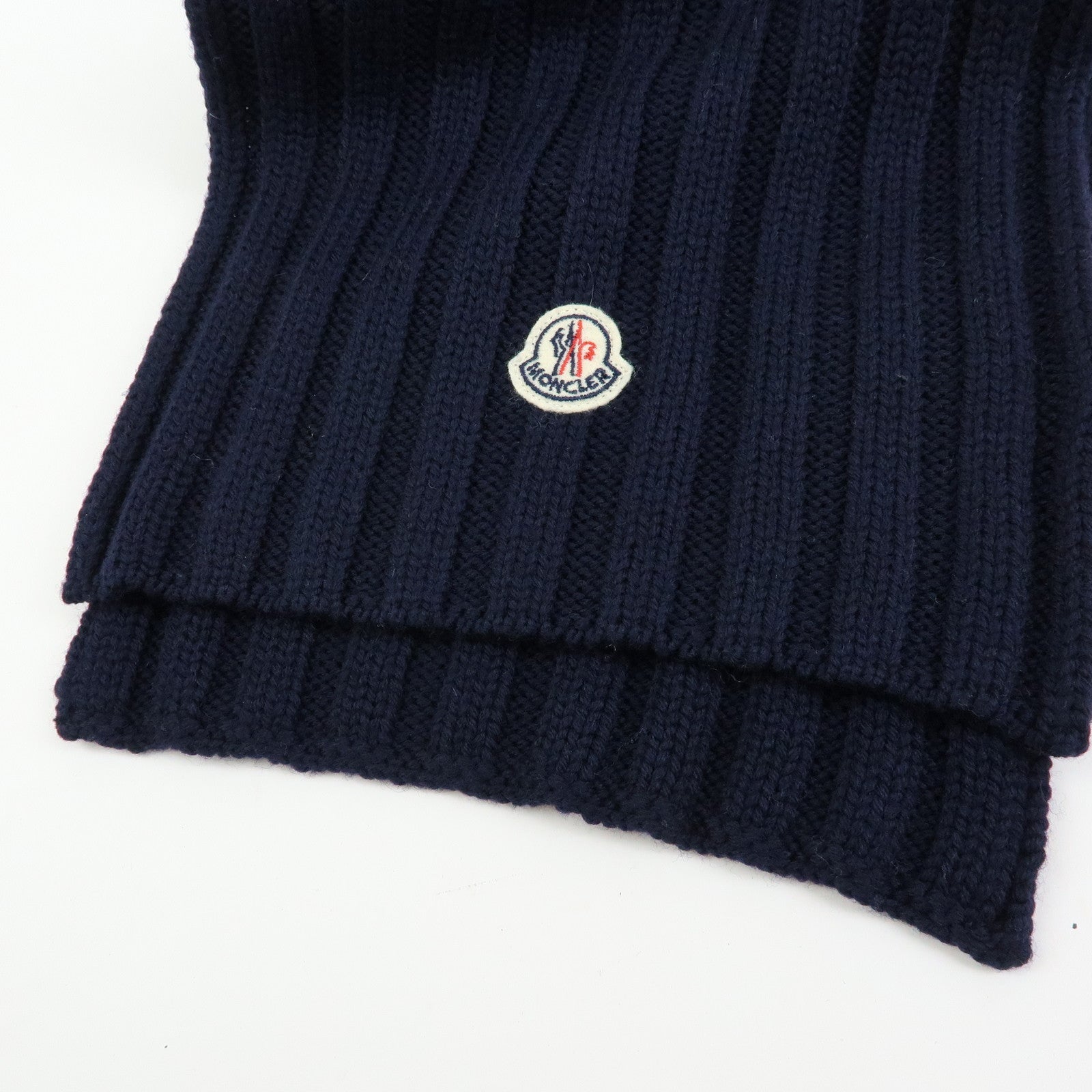MONCLER Logo Wool 100% Scarf Stole Navy