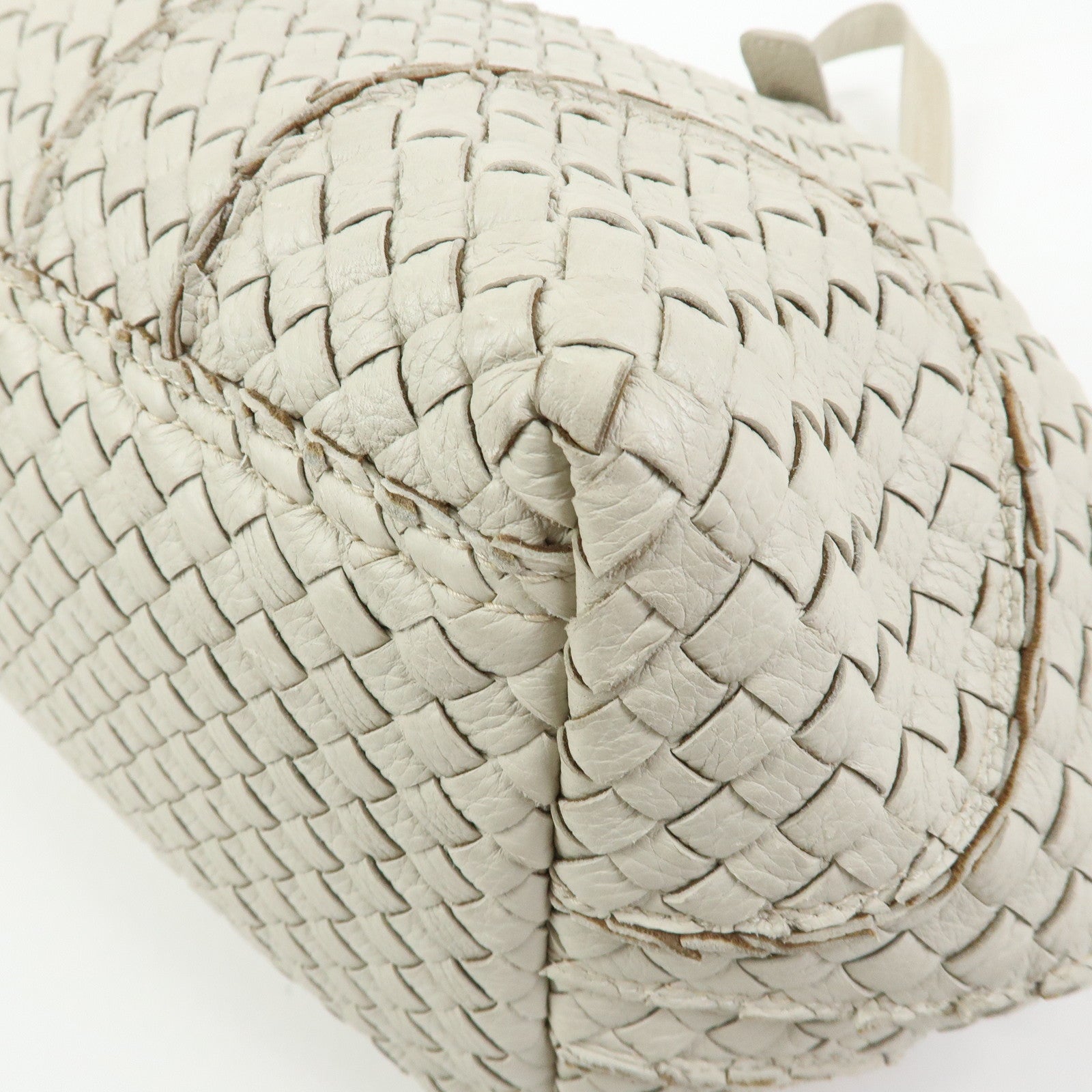 BOTTEGA VENETA Intrecciato Leather Shoulder Bag Hand Bag Ivory