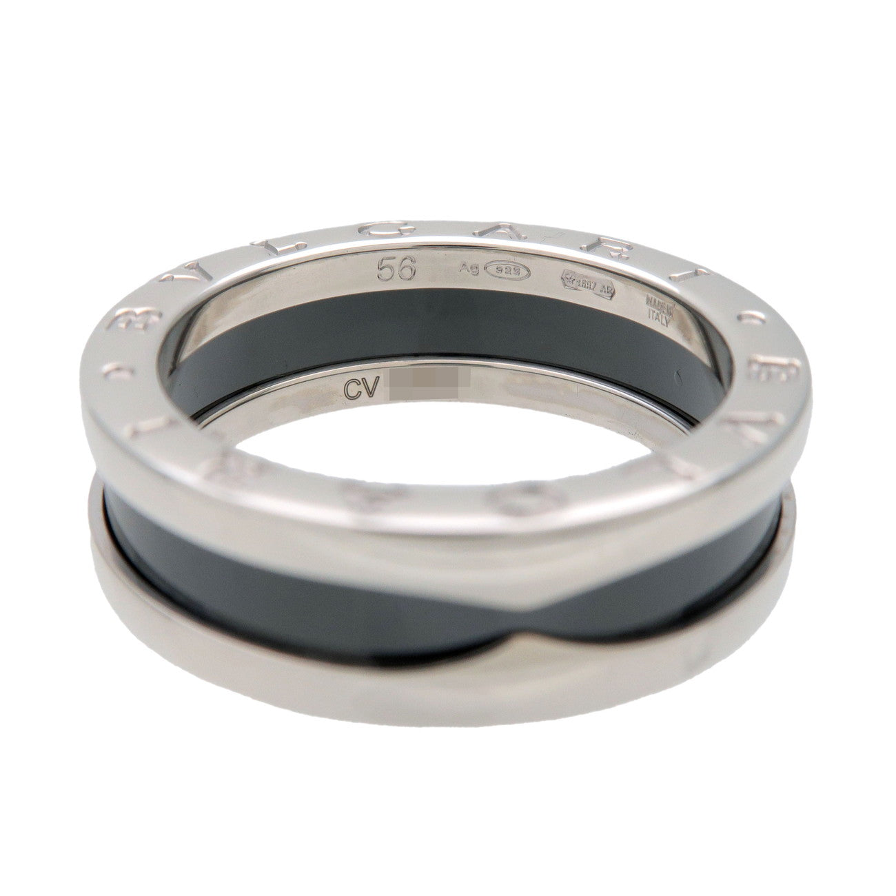 BVLGARI B-Zero1 Save the Children Ring SV925 Black Ceramic #56 US7.5