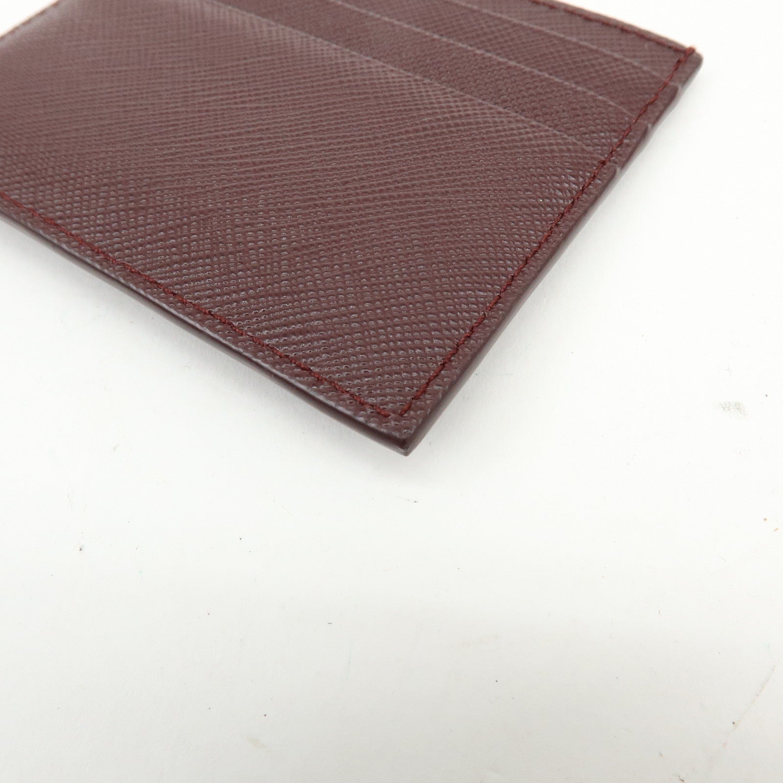 PRADA Triangle Logo Saffiano Leather Card Case Burgundy 1MC025
