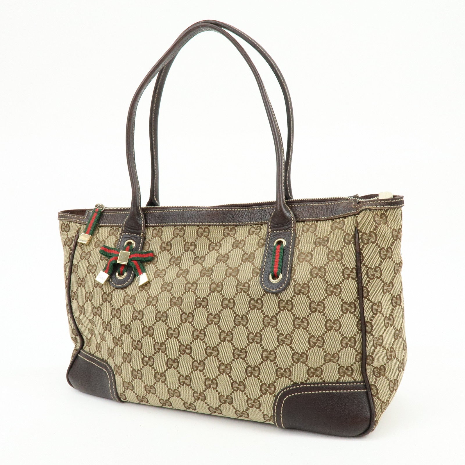 GUCCI Sherry Princy GG Canvas Leather Tote Bag Shoulder Bag 177052