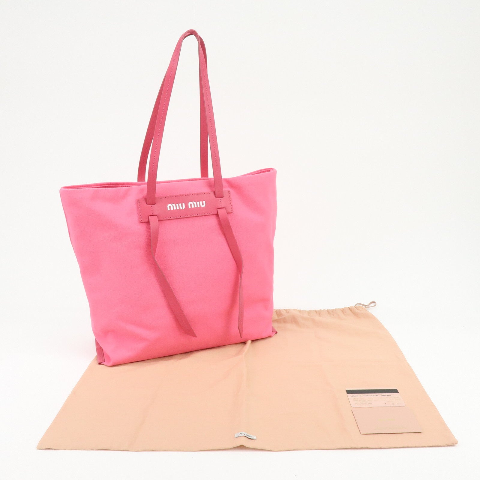 MIU MIU Canvas Leather Tote Bag Shoulder Bag Pink 5BG116
