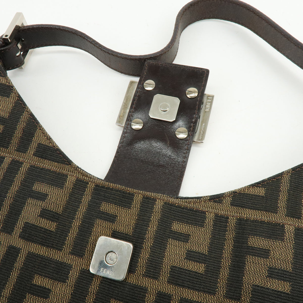FENDI Zucca Canvas Leather Hand Bag Shoulder Bag Brown 26569