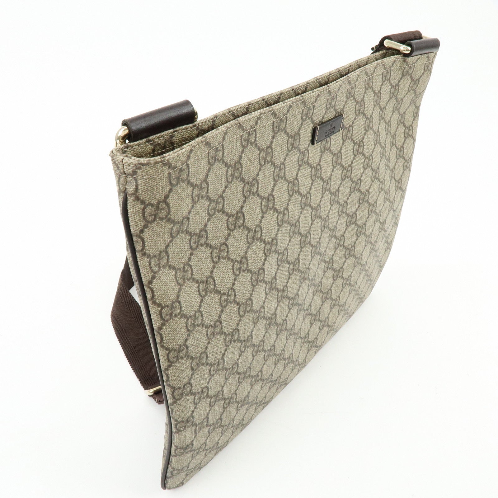 GUCCI GG Supreme Leather Shoulder Bag Crossbody Bag Brown Beige 201446