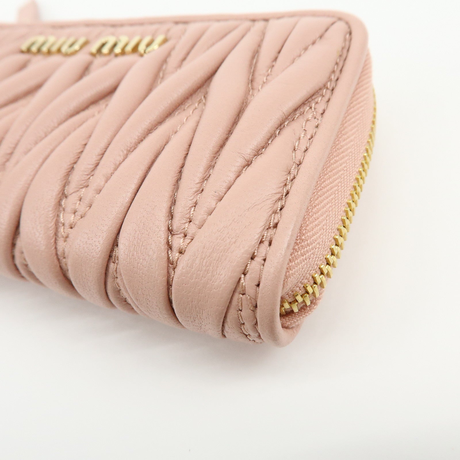 MIU MIU Matelasse Nappa Leather Coin Case Card Case Pink