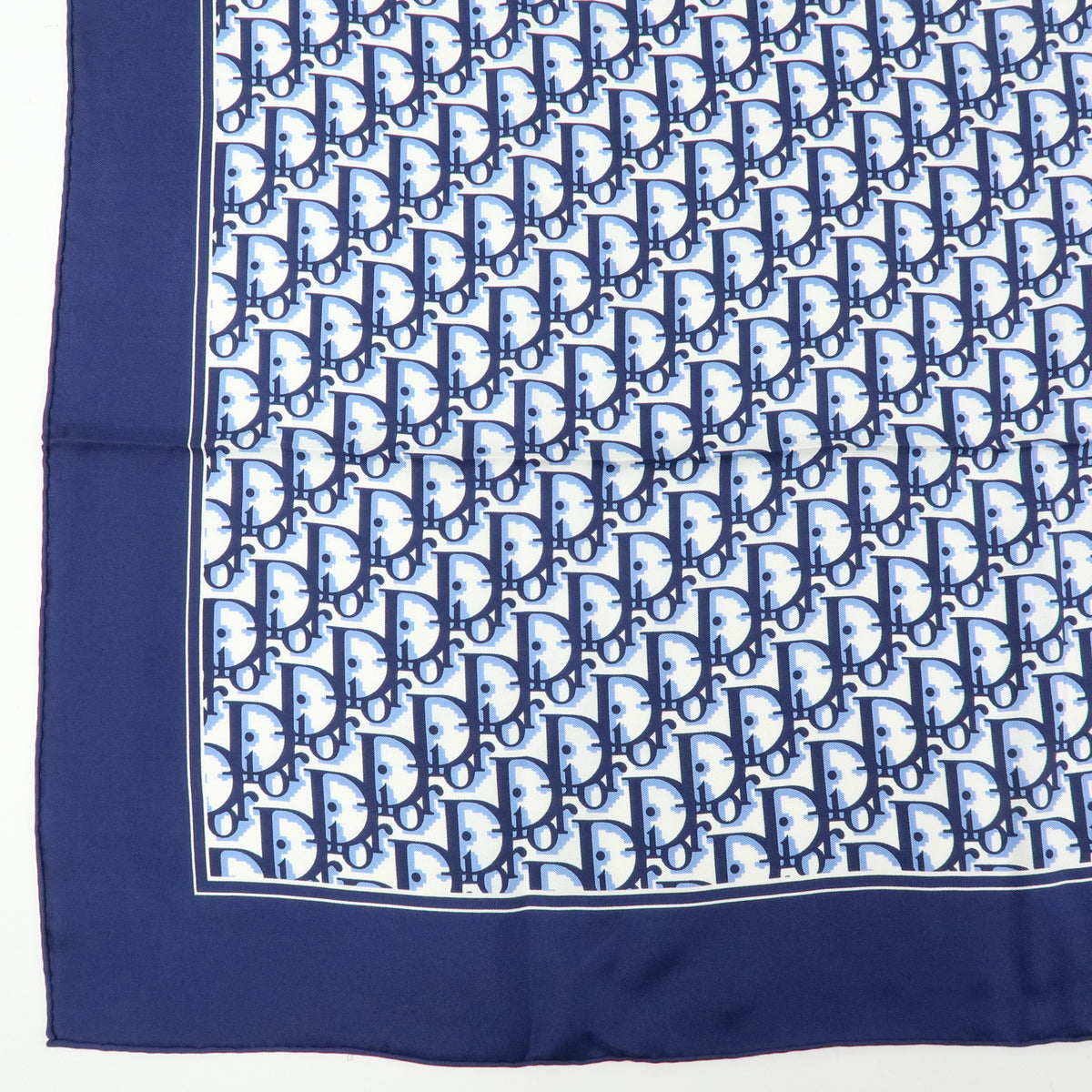 Christian Dior Trotter Silk 100% Scarf Navy White
