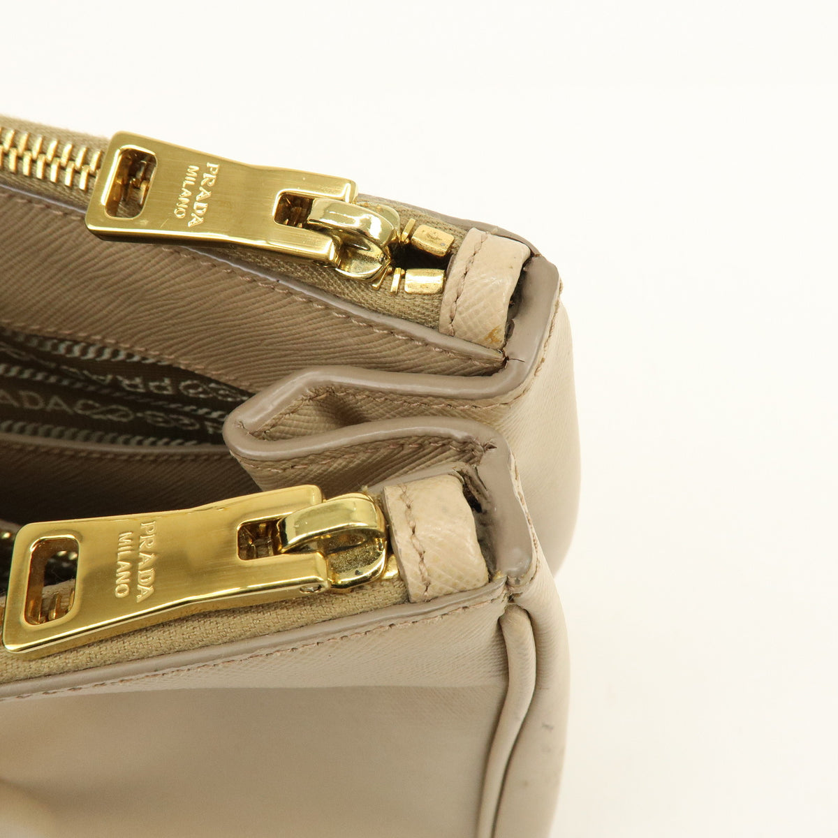 PRADA Triangle Logo Galleria Saffiano Leather 2Way Bag  Beige 1BA274