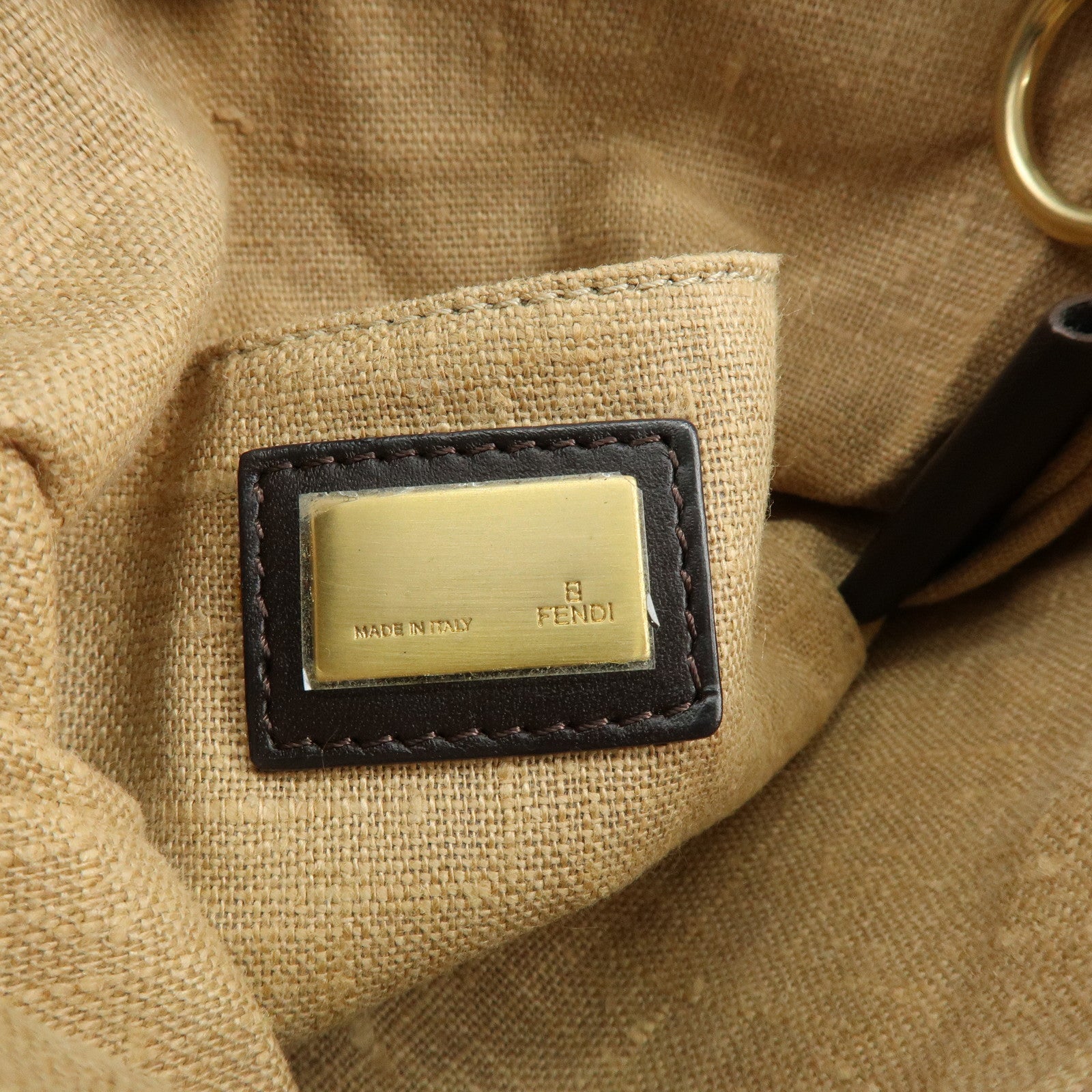 FENDI Zucca Canvas Leather Shoulder Bag Crossbody Bag Brown 8BR248
