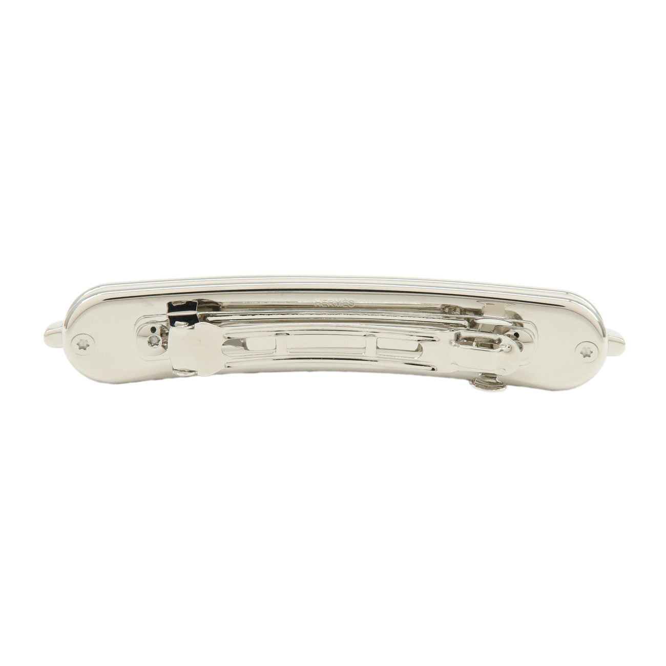HERMES Roulis PM Metal Hair Accessory Hair Clip Silver Pink