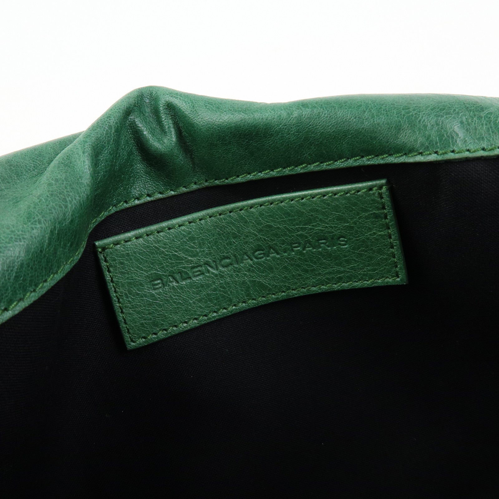 BALENCIAGA Giant Envelope Leather Clutch Bag Pouch Green 186182
