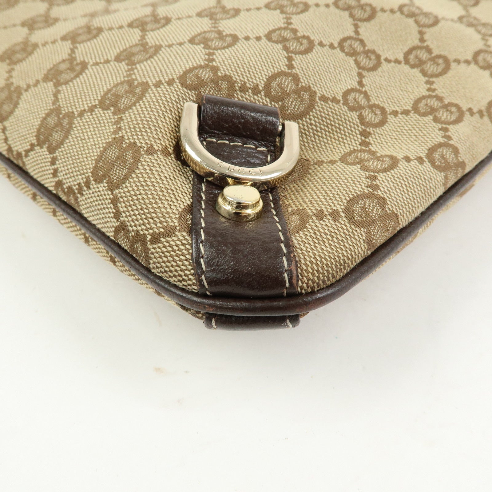 GUCCI Abbey GG Canvas Leather Shoulder Crossbody Bag Brown 131326