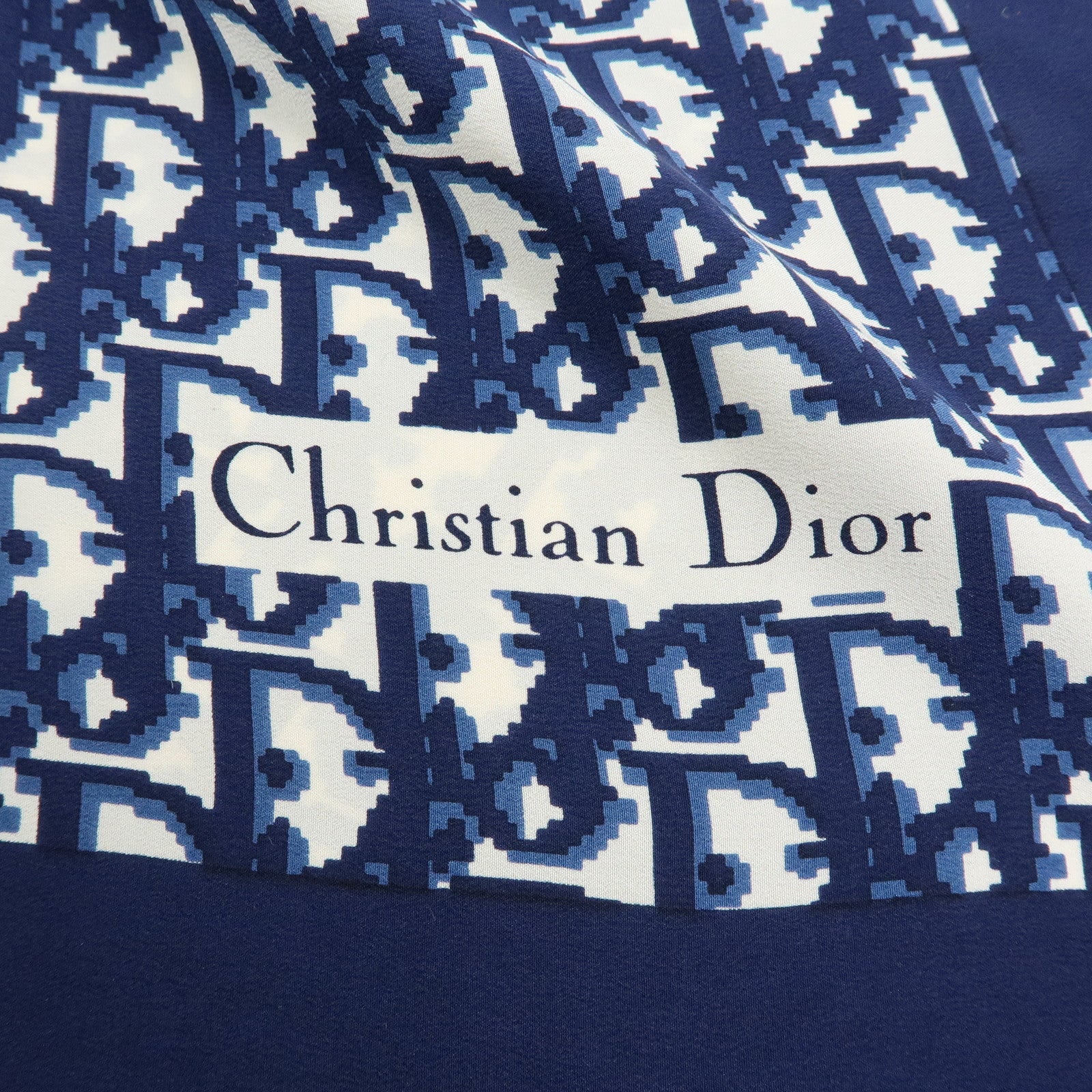 Christian Dior Trotter Silk 100% Scarf Navy White